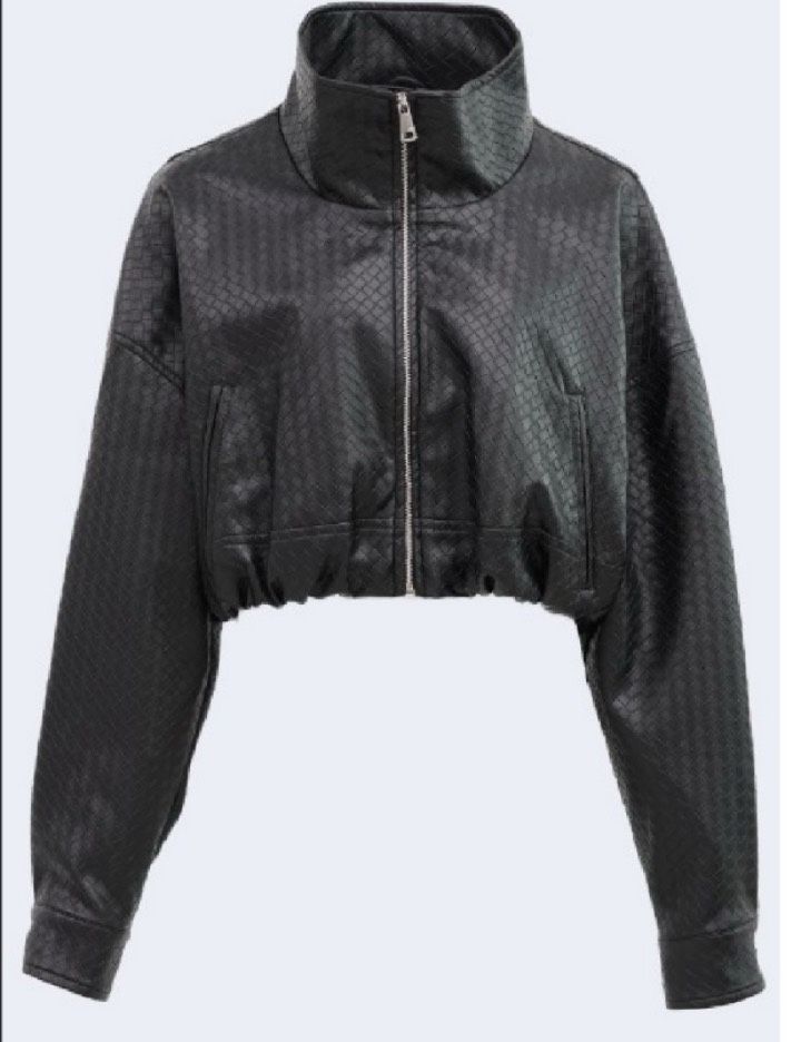 Cropped-Jacke mit Stehkragen