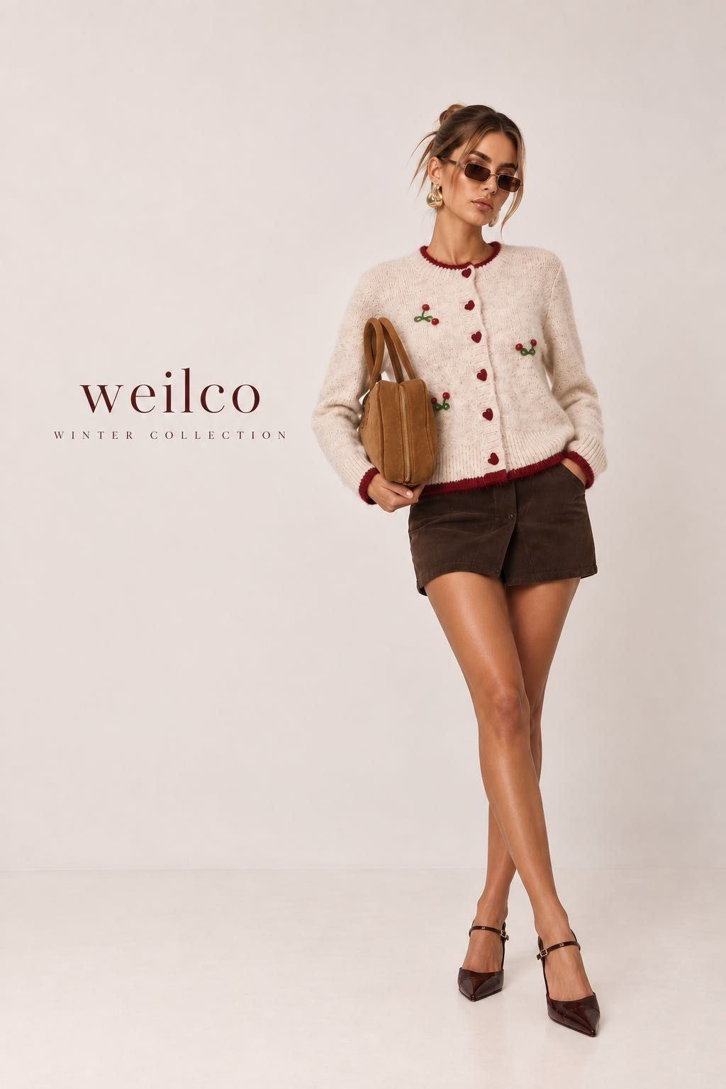 Cardigan mit Kirschenstickerei