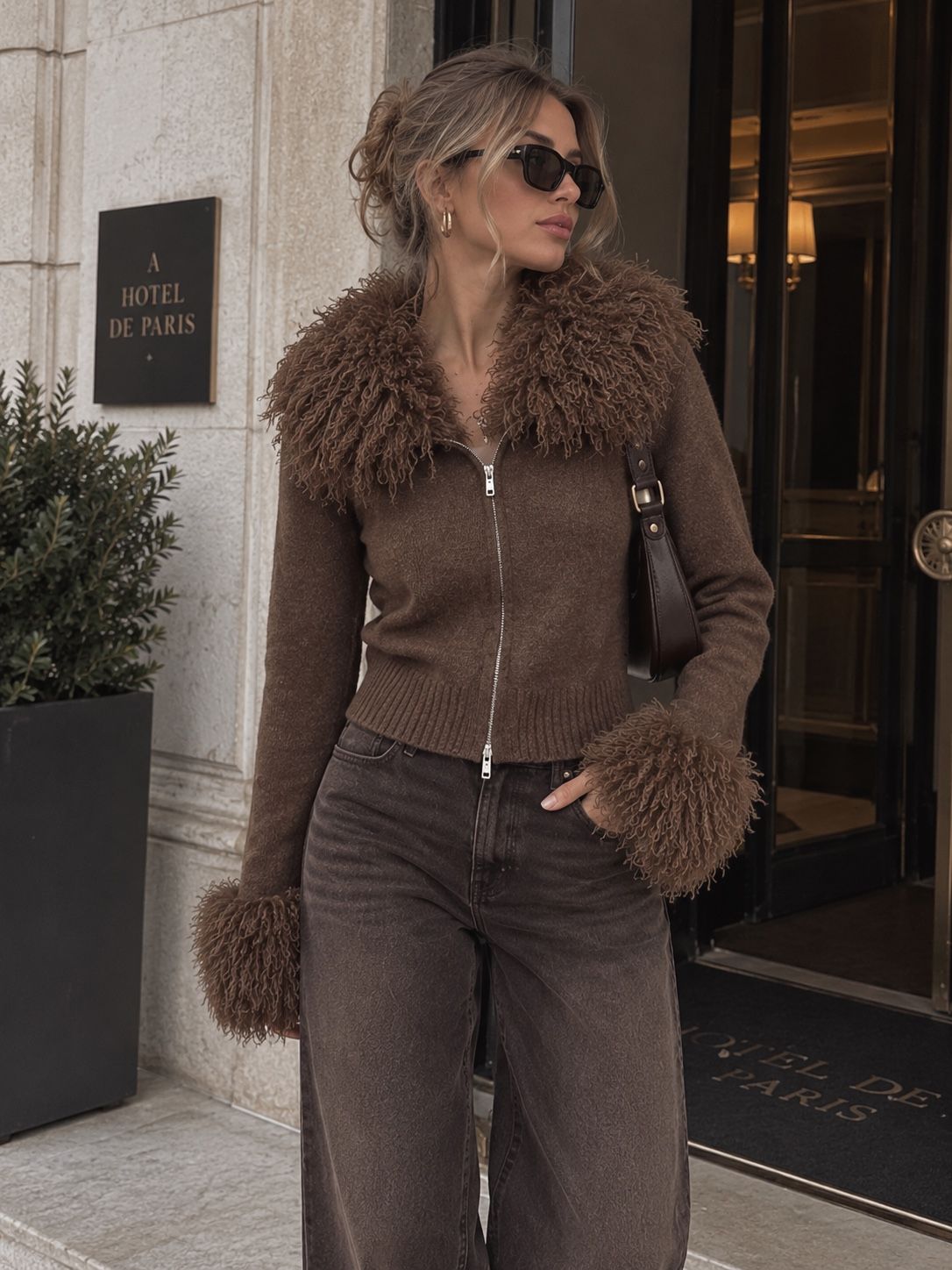 Taillierter Cardigan mit Fransen