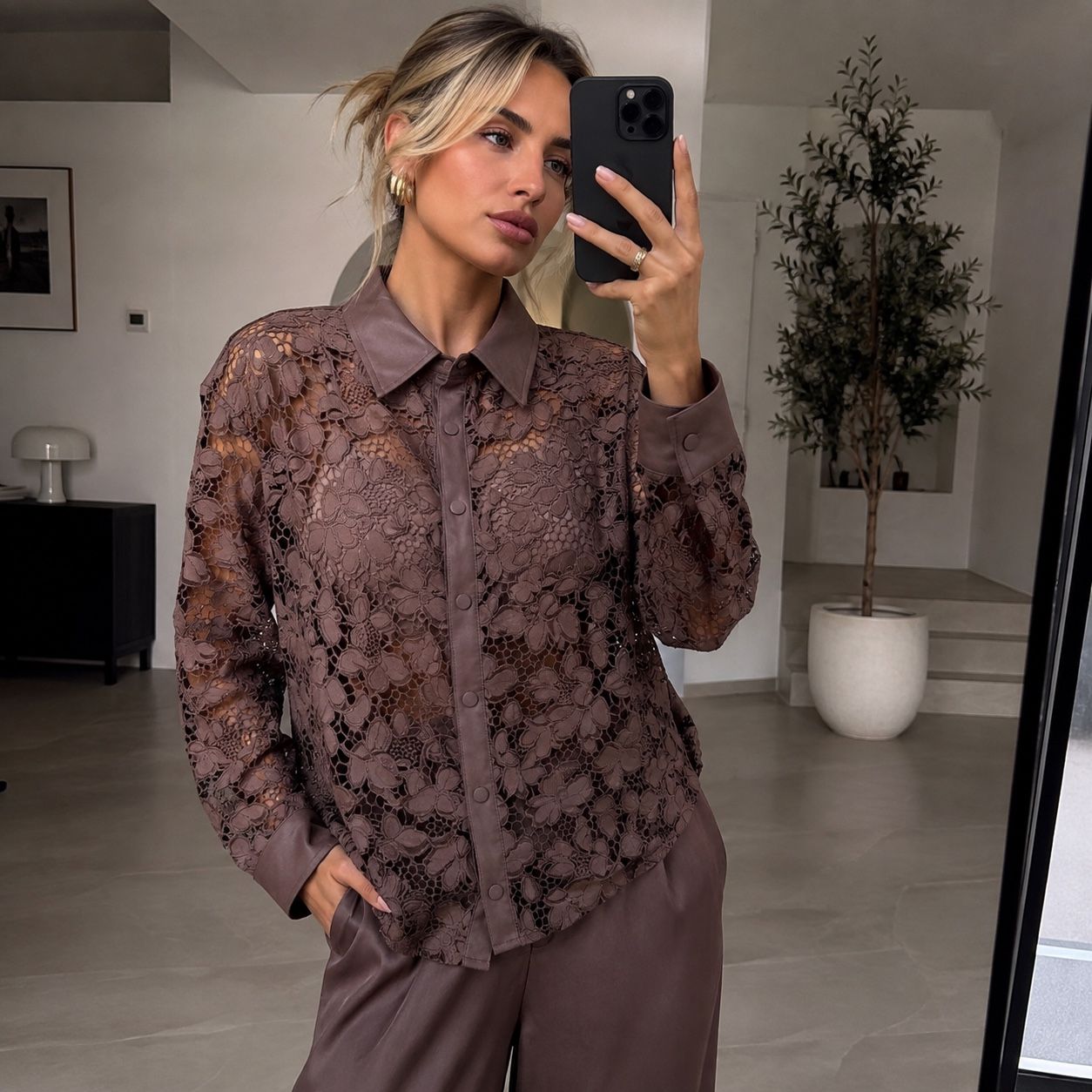 Florale Ajour-Bluse