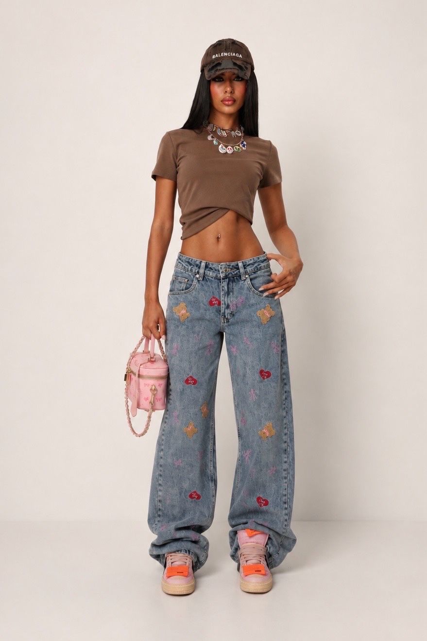 Weite Hose mit Allover-Print