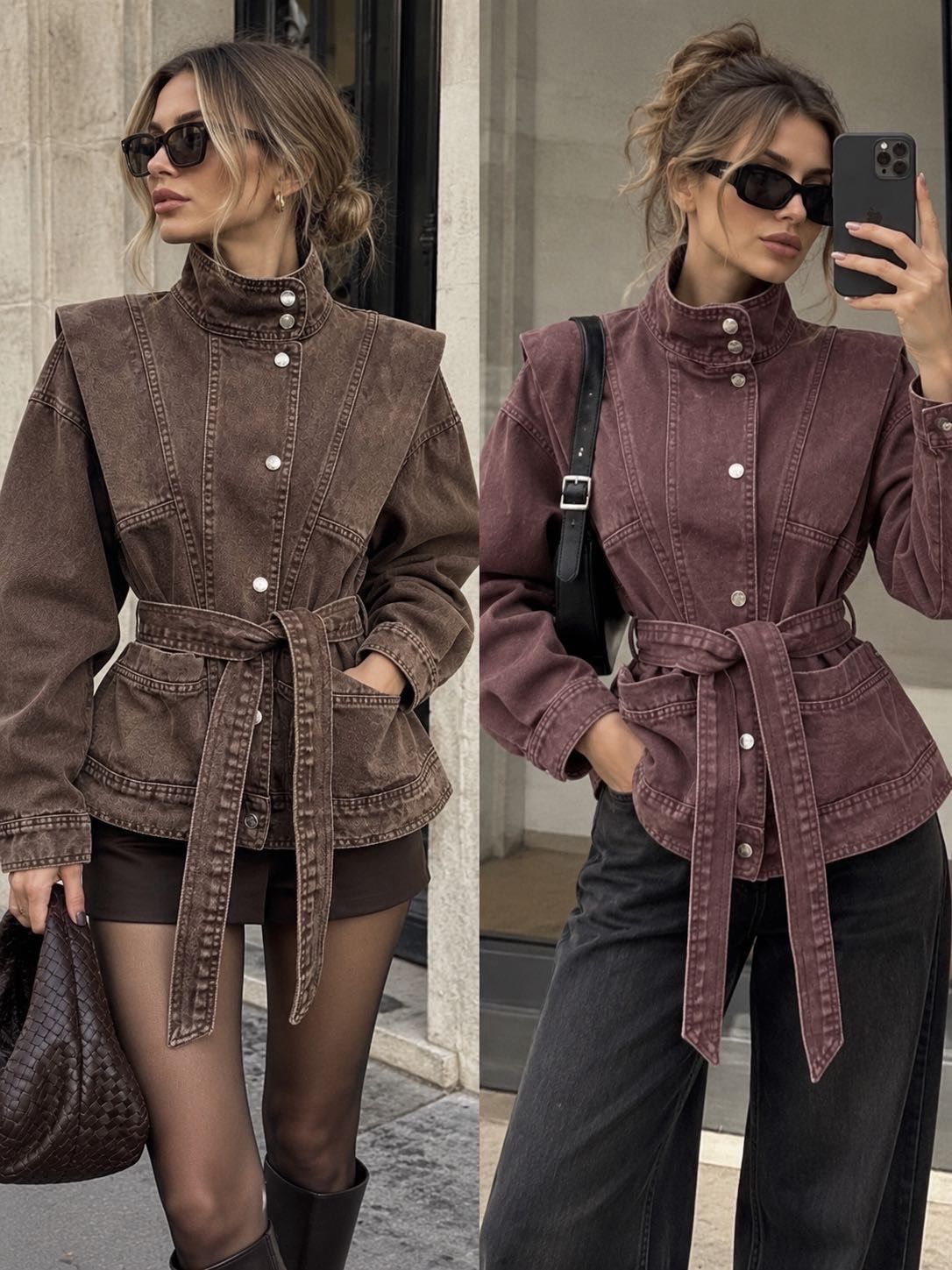 Gesteifte Jacke mit Stehkragen und Streifen