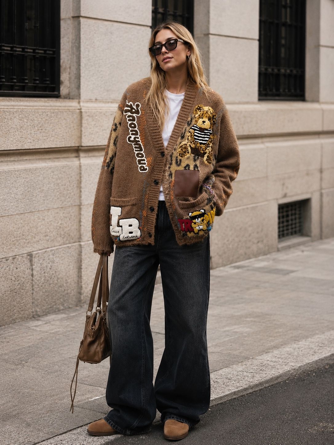 Oversize-Cardigan mit Stickerei
