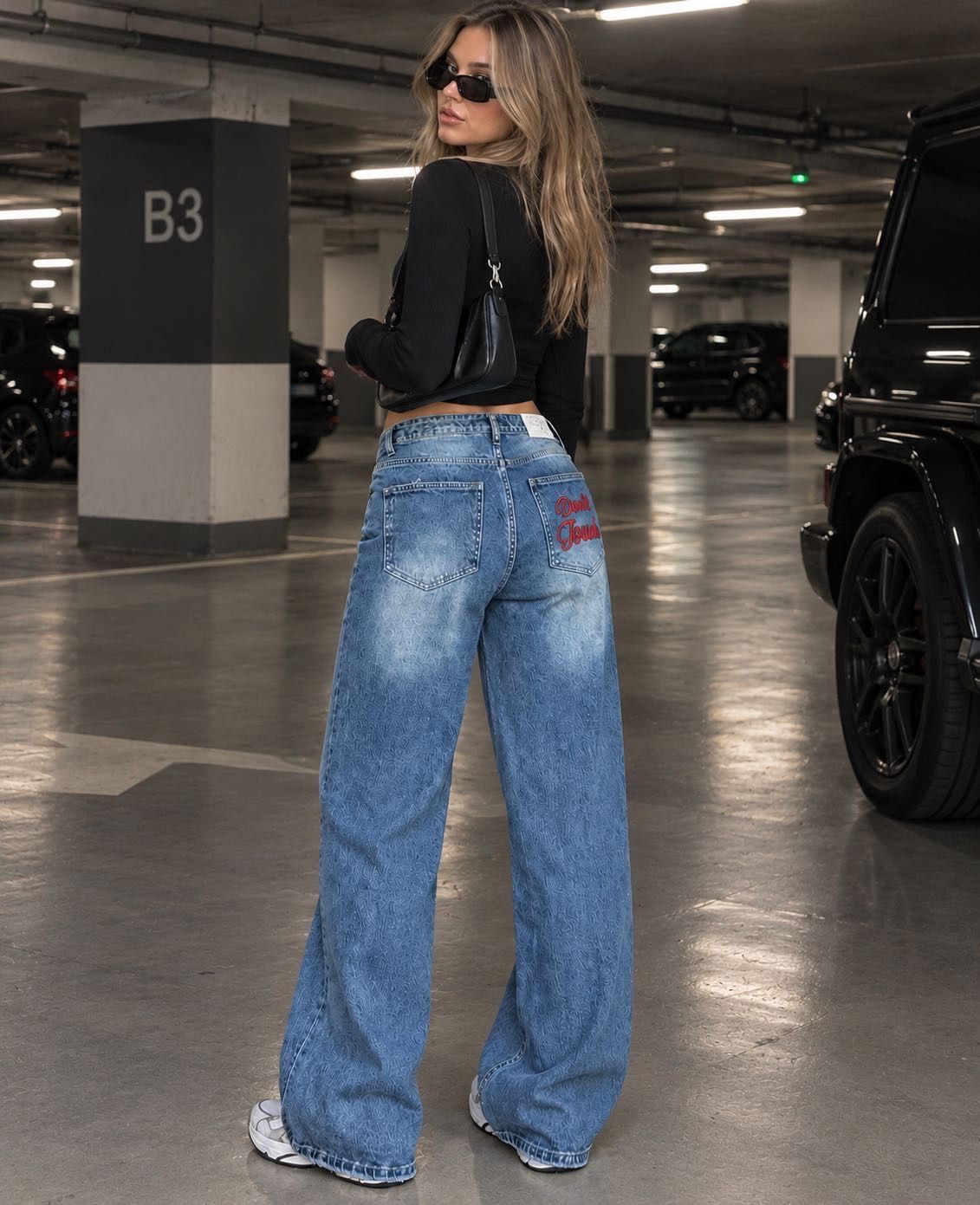 Jeans mit hohem Bund und weitem Bein