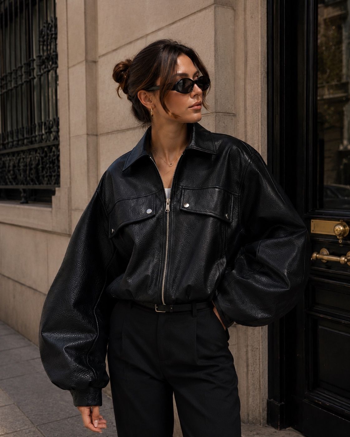 Oversized Jacke aus Kunstleder