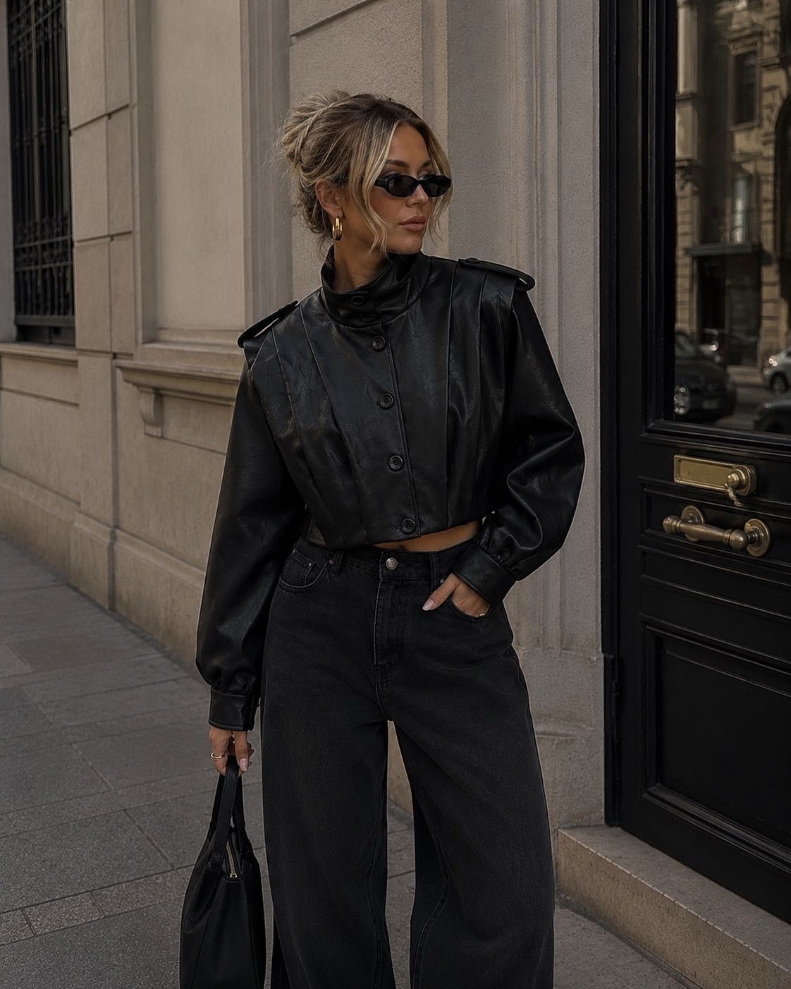 Cropped-Jacke mit Stehkragen
