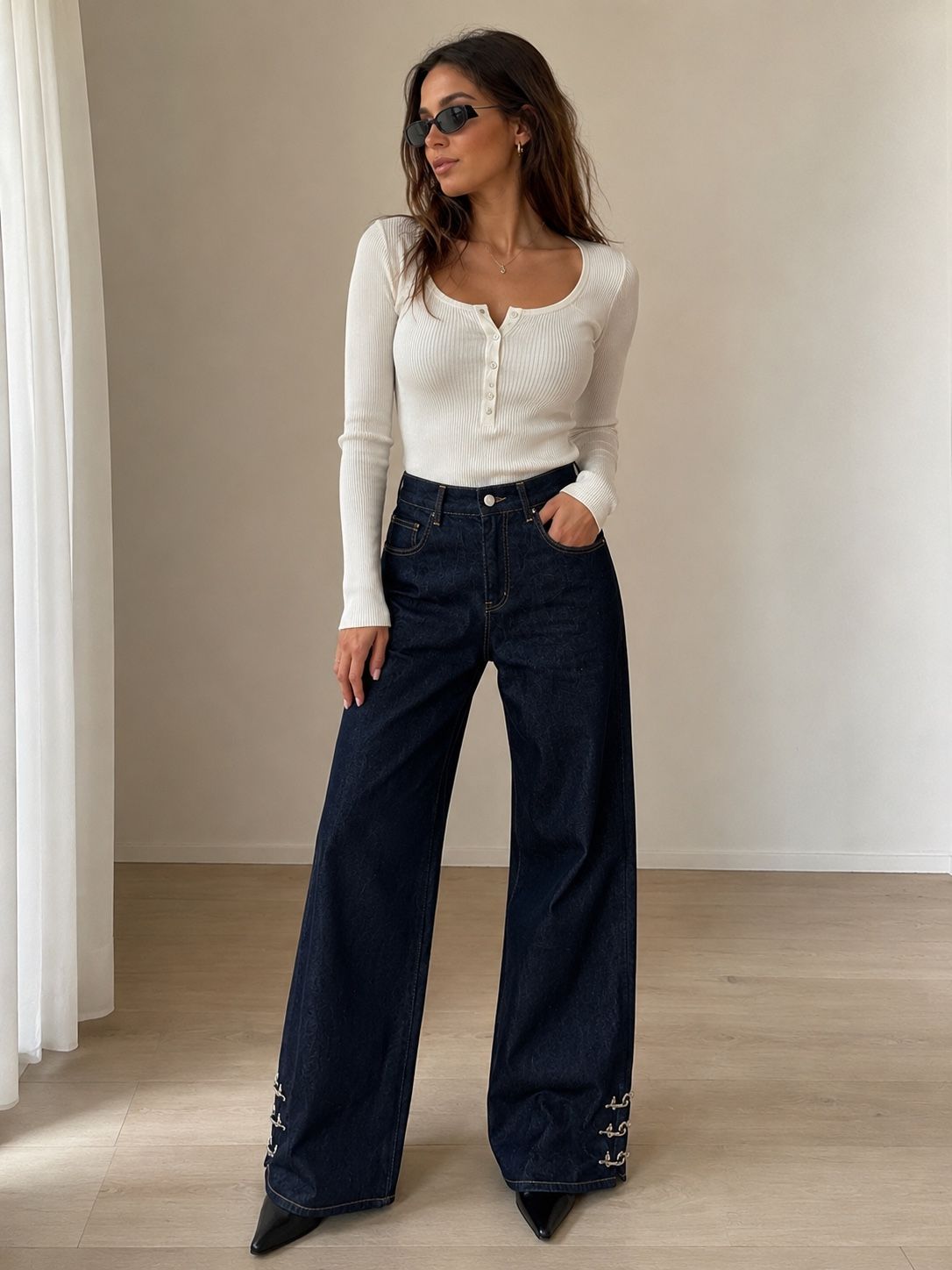 High‑Waist Jeans mit weitem Bein