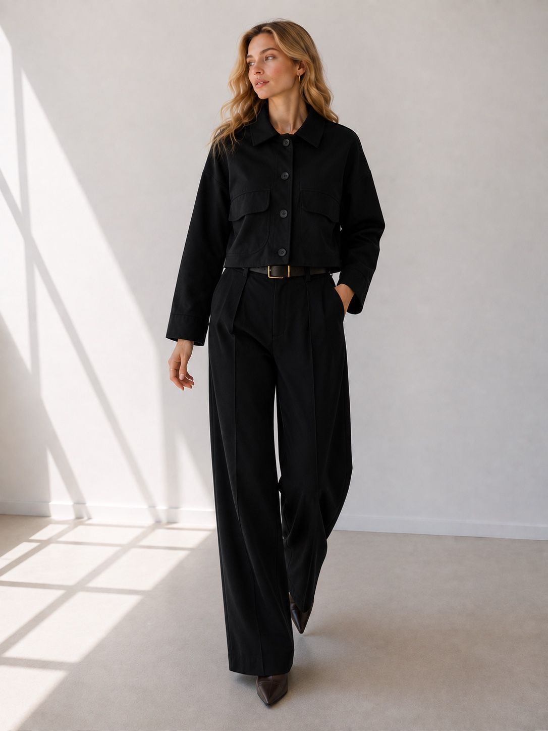 Oversize Cropped Jacke mit Kragen