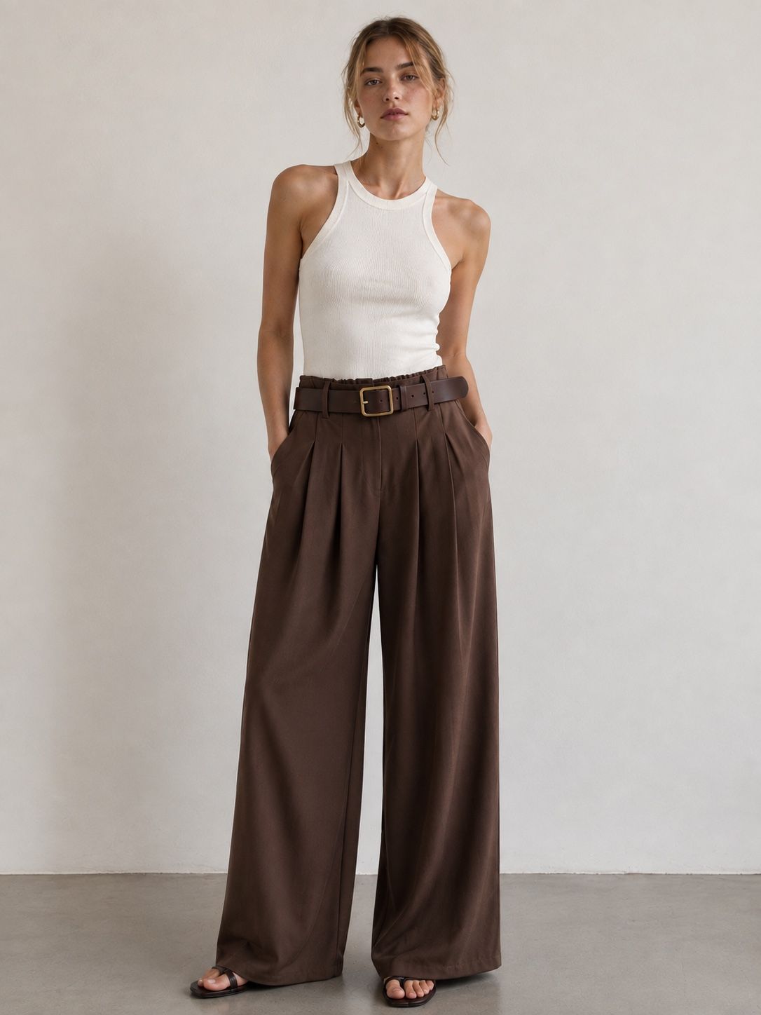 Weite Hose mit Falten
