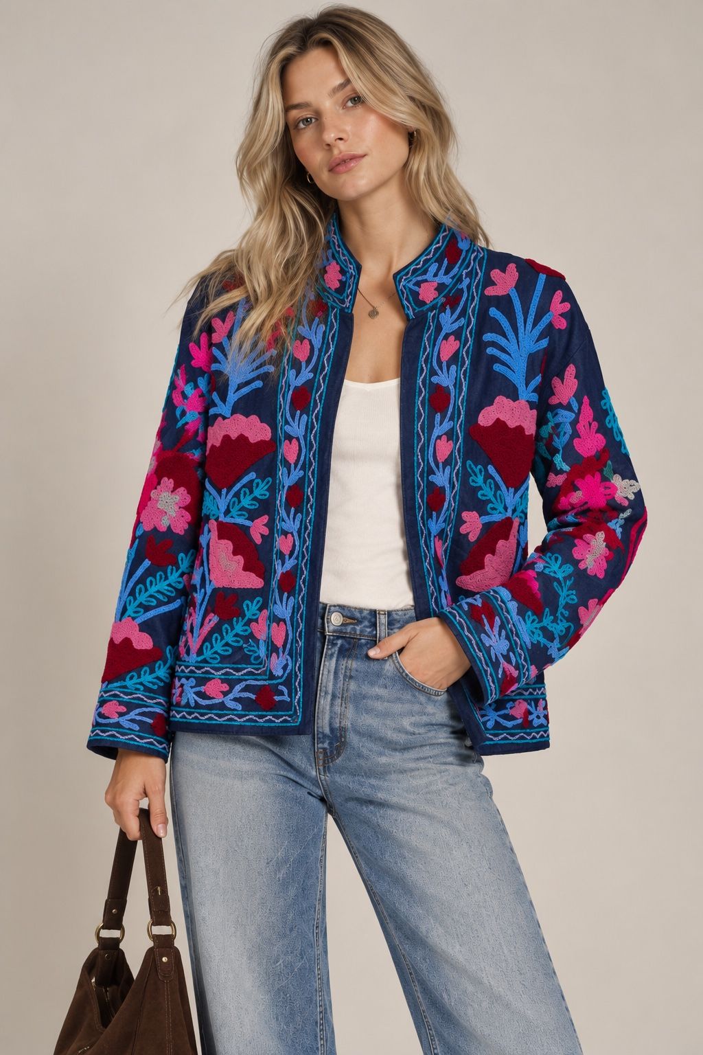 Jacke mit Boho-Stickerei