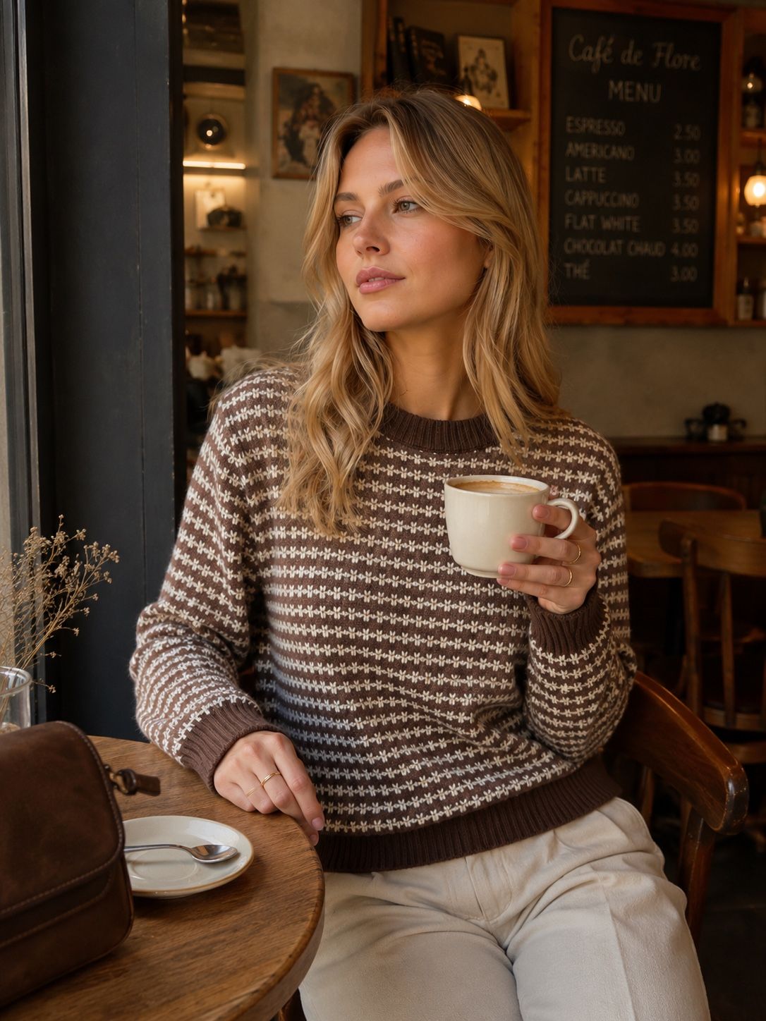 Gerippter Pullover mit gerader Silhouette