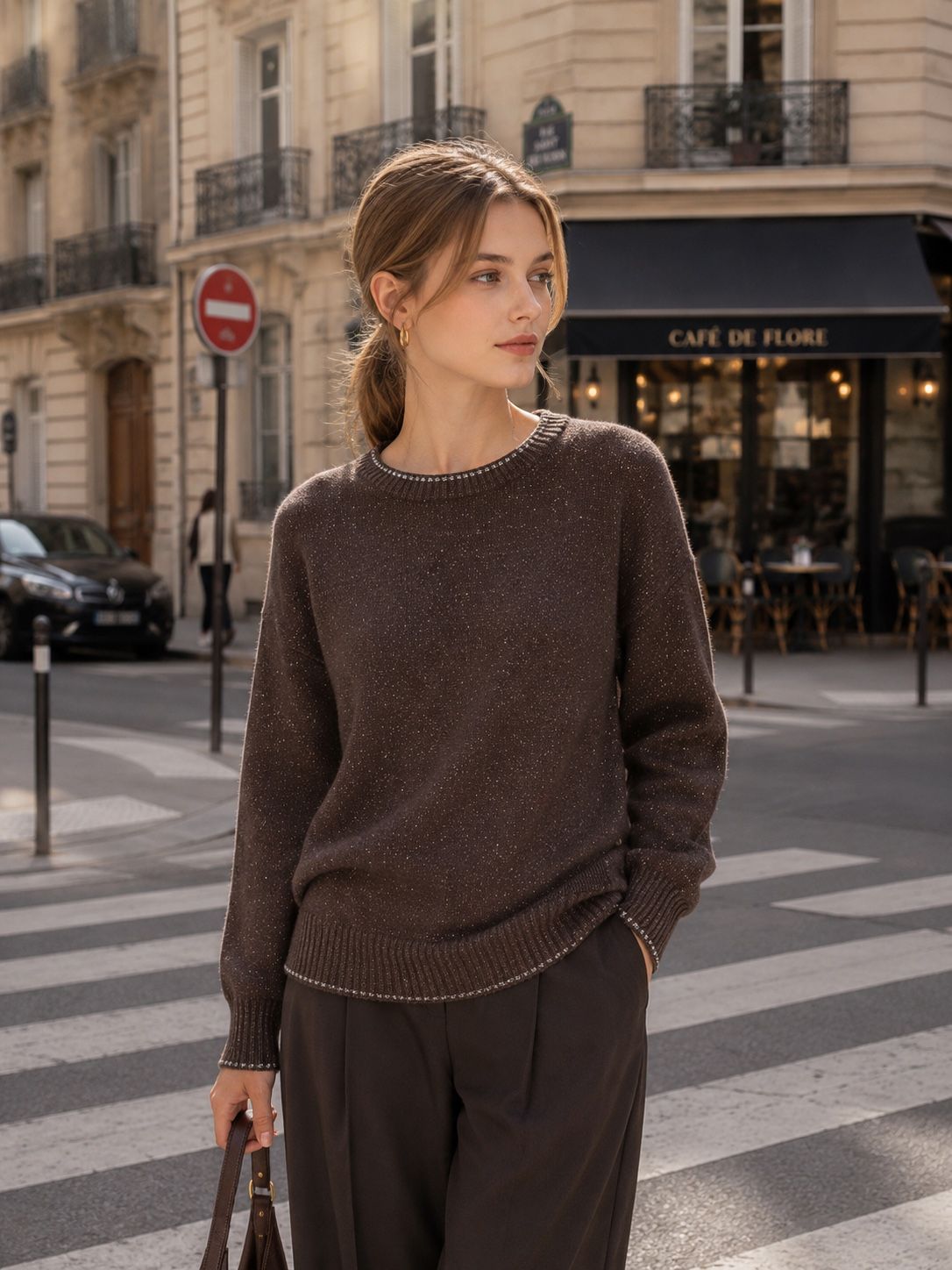 Locker sitzender Pullover mit Rundhalsausschnitt