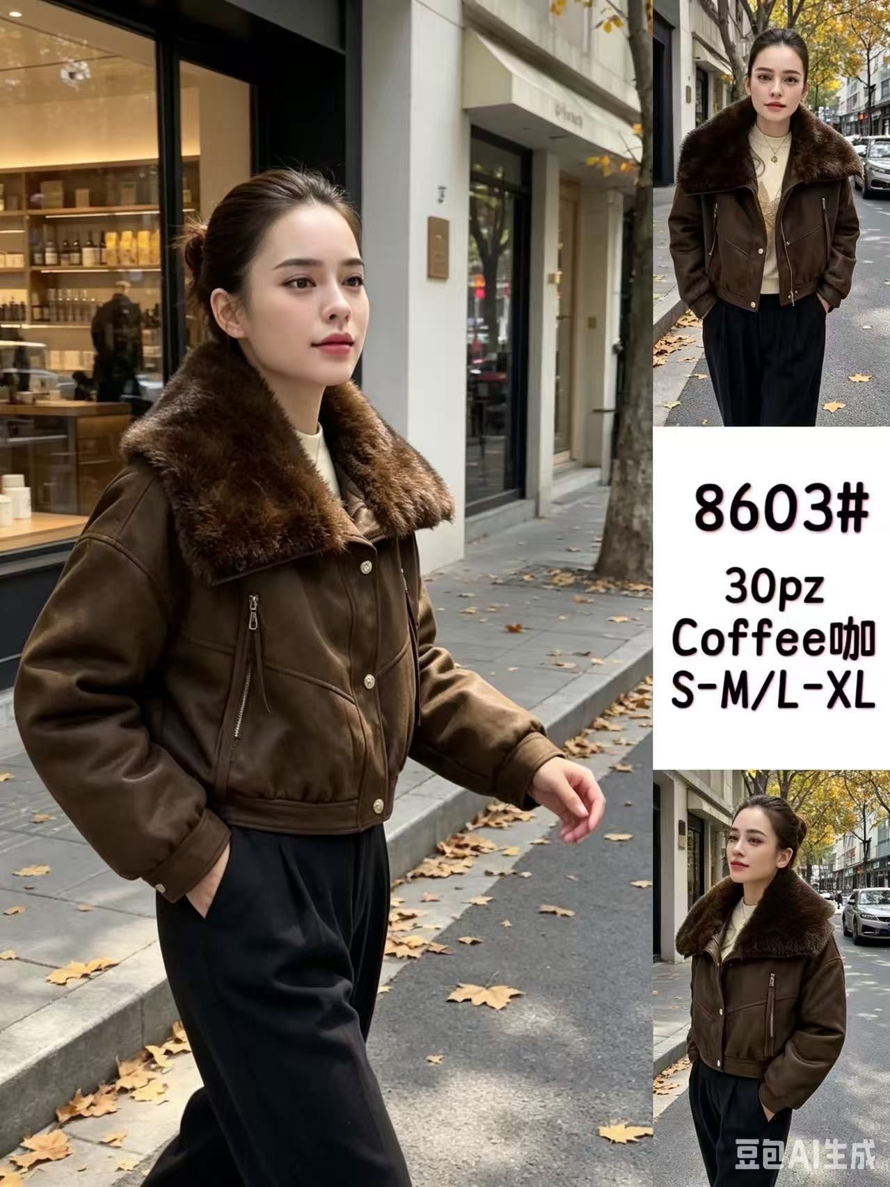 Kurzjacke mit Kunstfellkragen