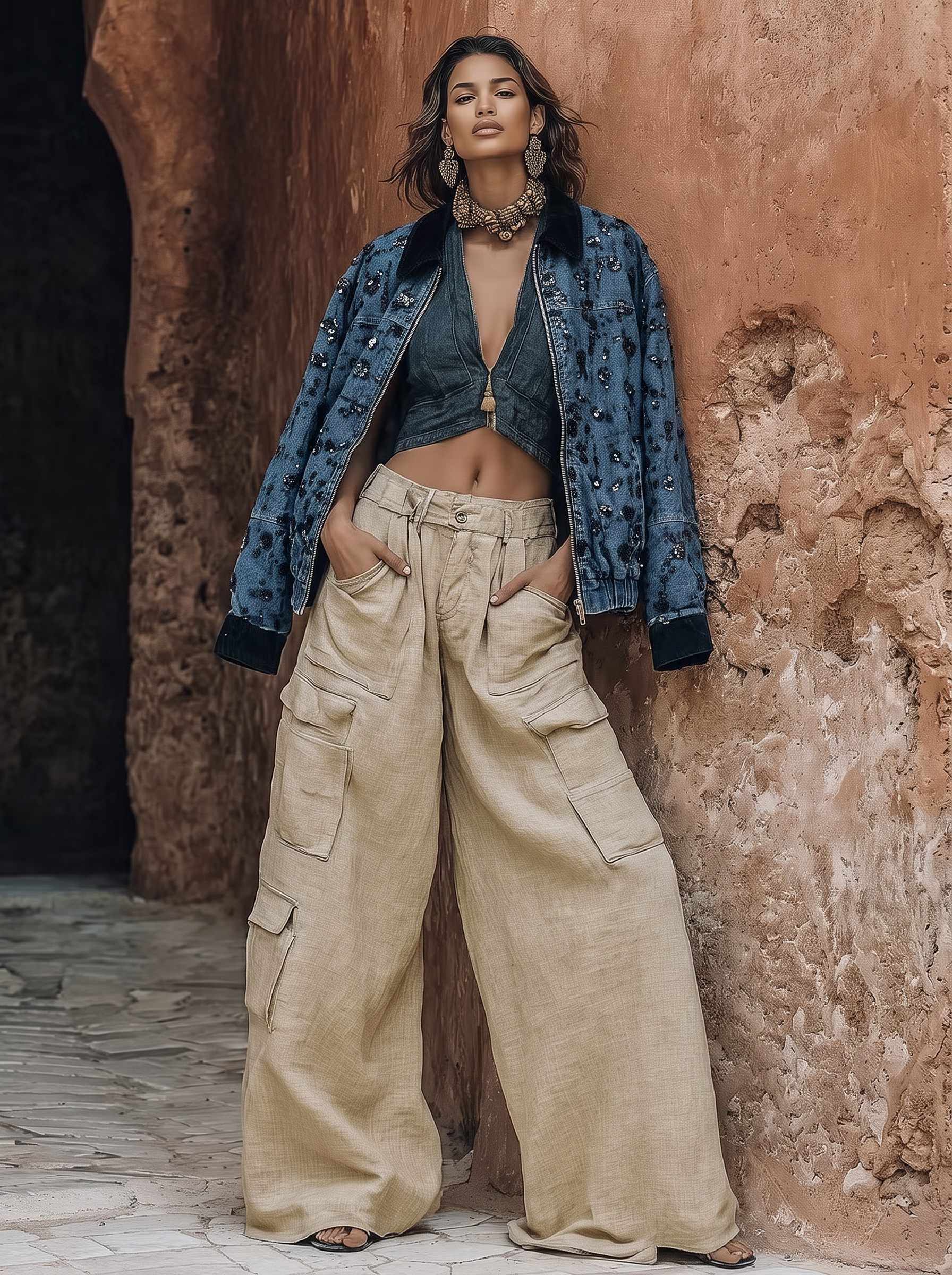 Oversize-Jacke mit Pailletten