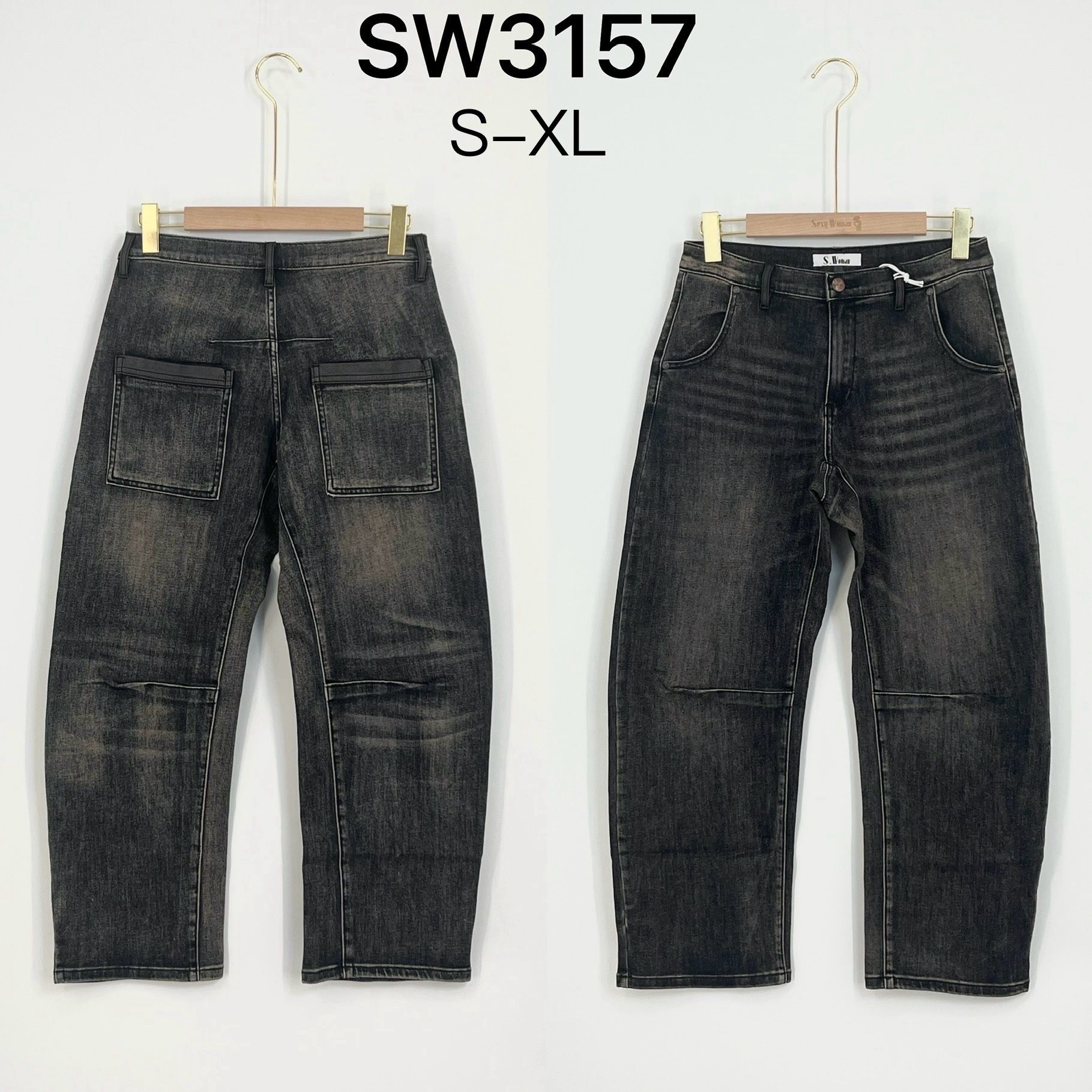 High‑Waist Cargo Jeans