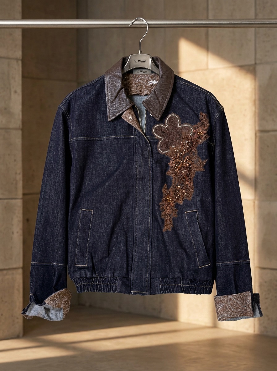 Boxy Jeansjacke mit Stickerei