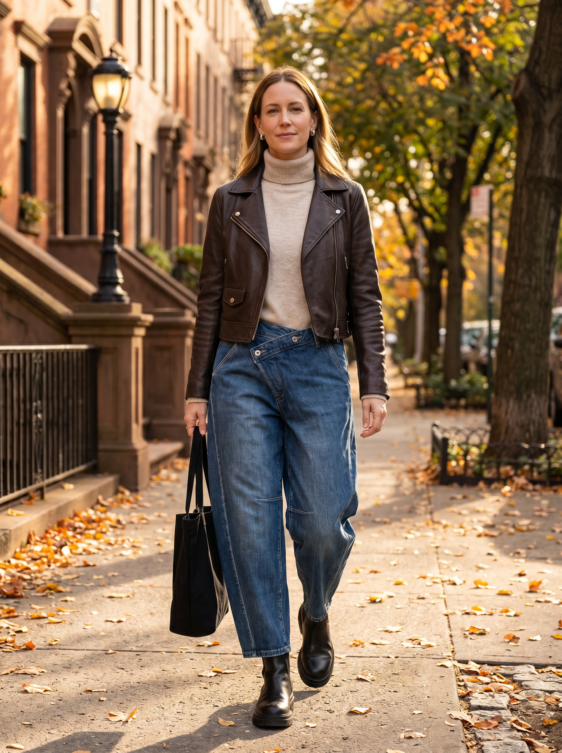Wadenlange Jeans mit Wickelbund