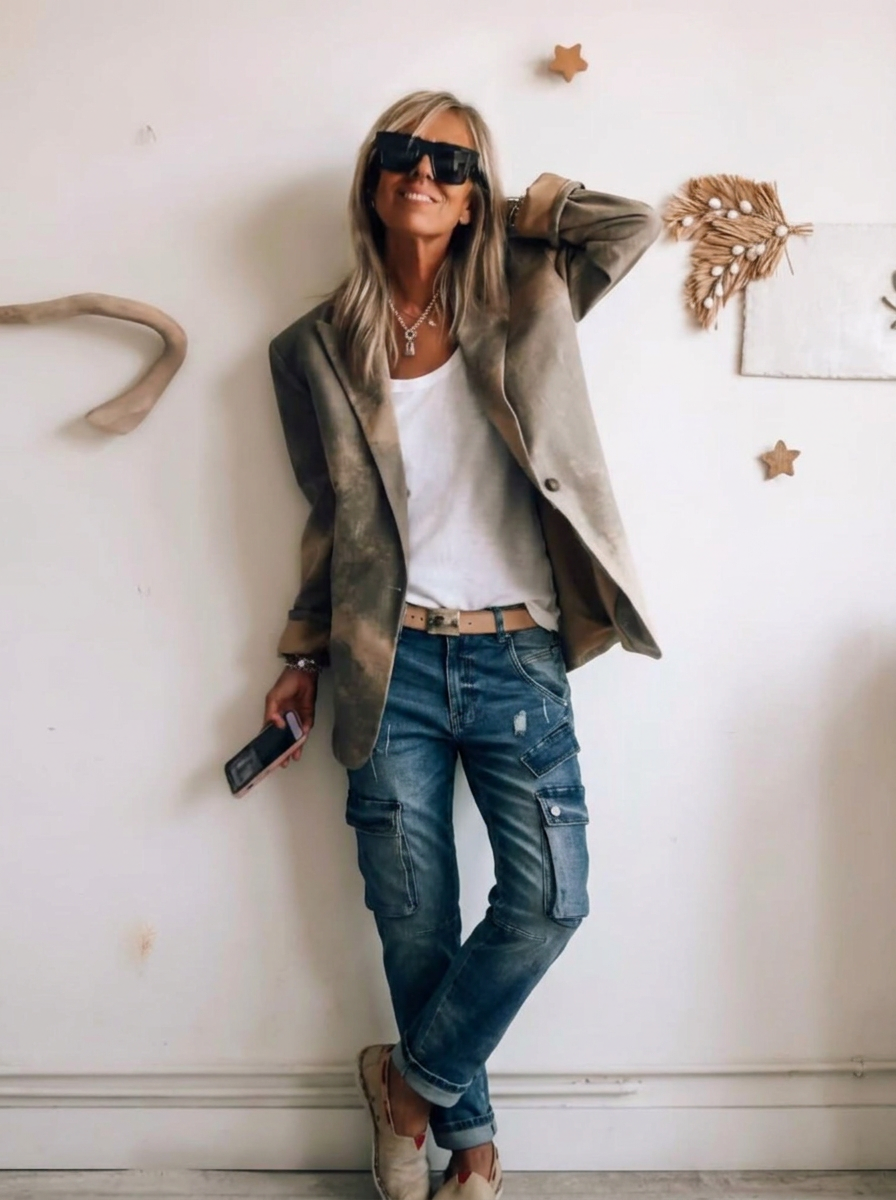 Cargo-Jeans mit schmaler Passform