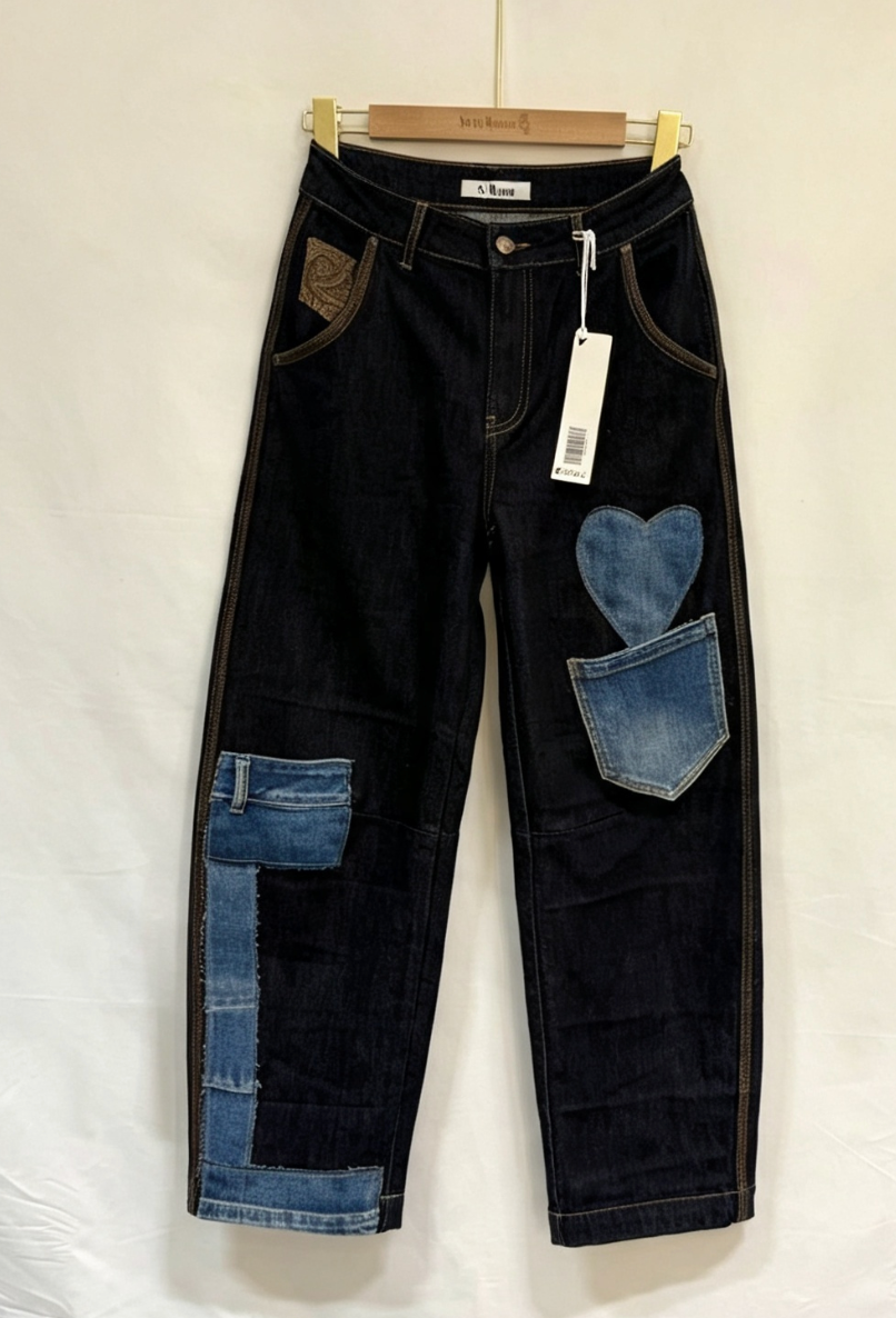 Wide‑Leg Jeans mit Patches