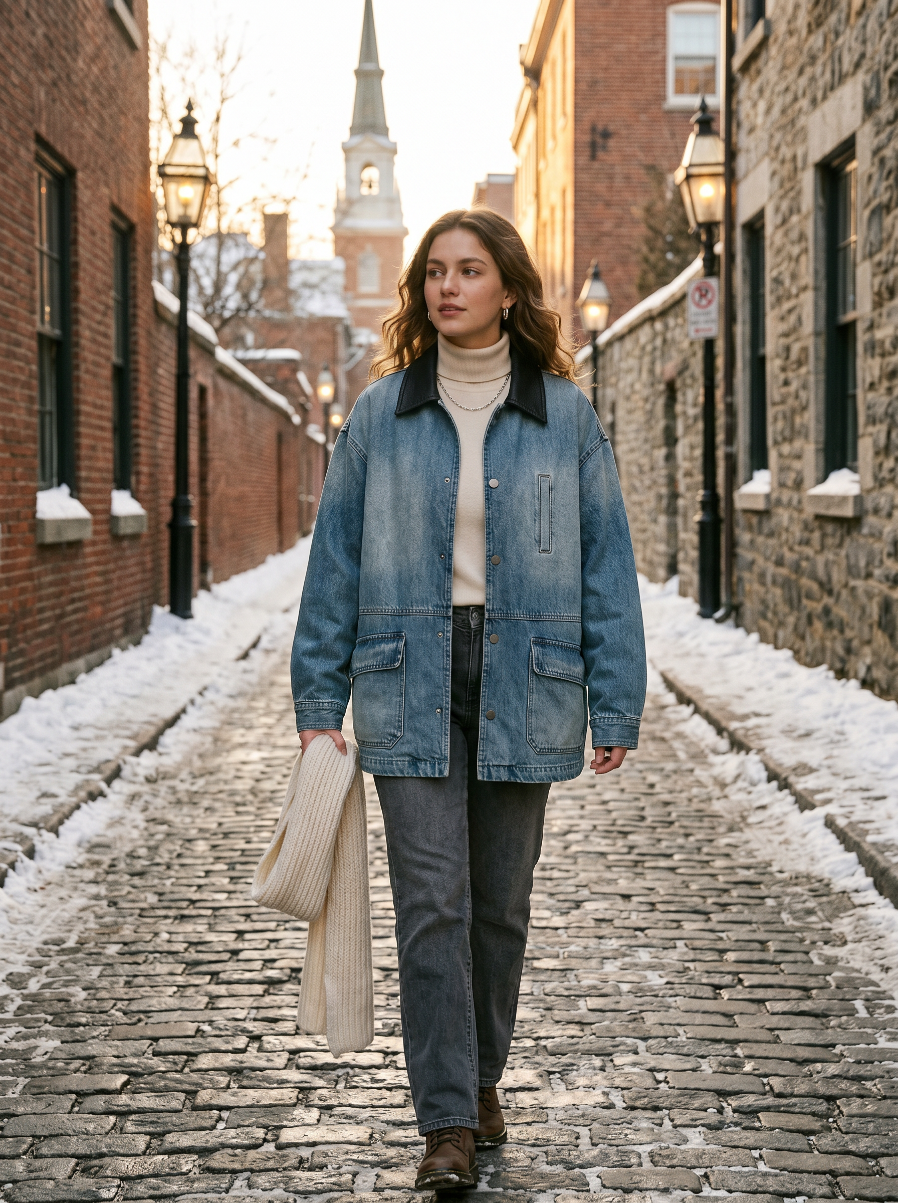 Oversize Longline Jacke mit Kragen