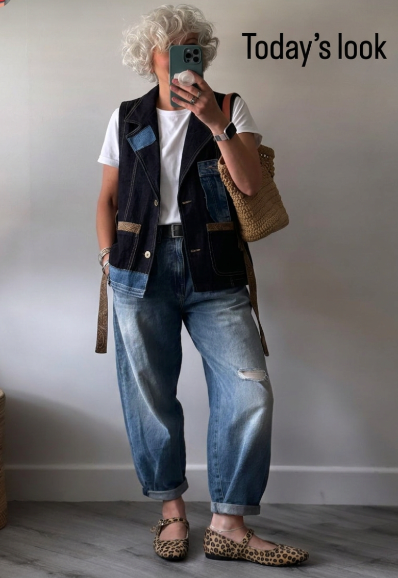 Jeansweste mit Revers