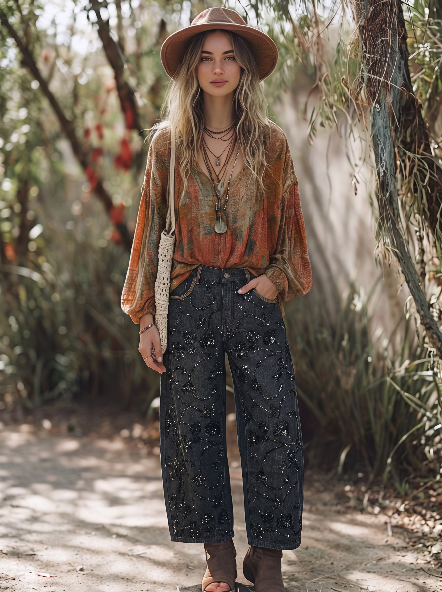 Weite Jeans mit hoher Taille