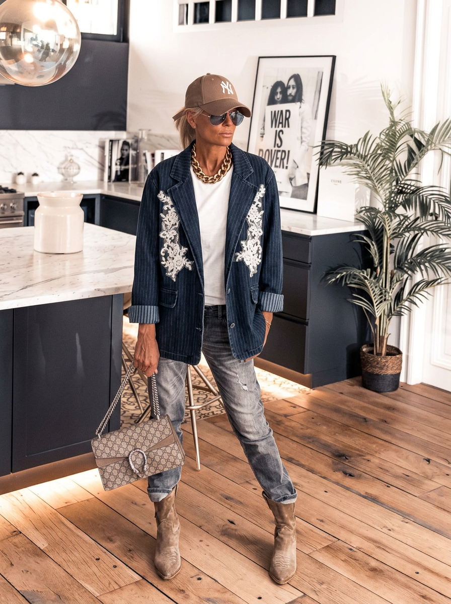 Blazer-Jacke mit Mikrostreifen