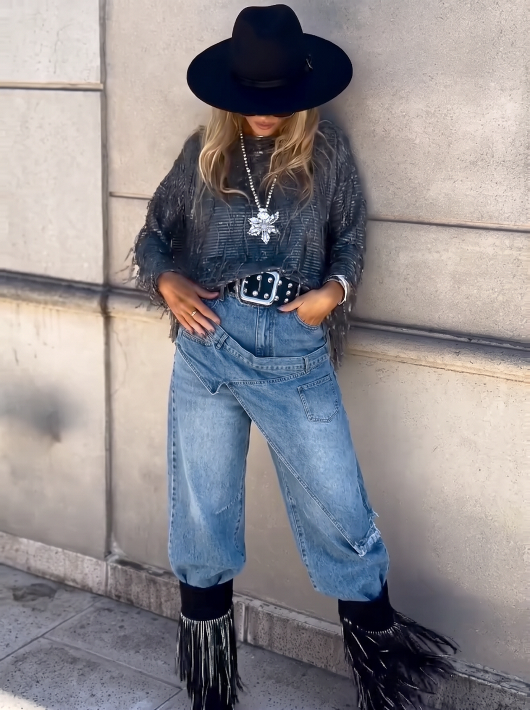 Weite Jeans mit hoher Taille