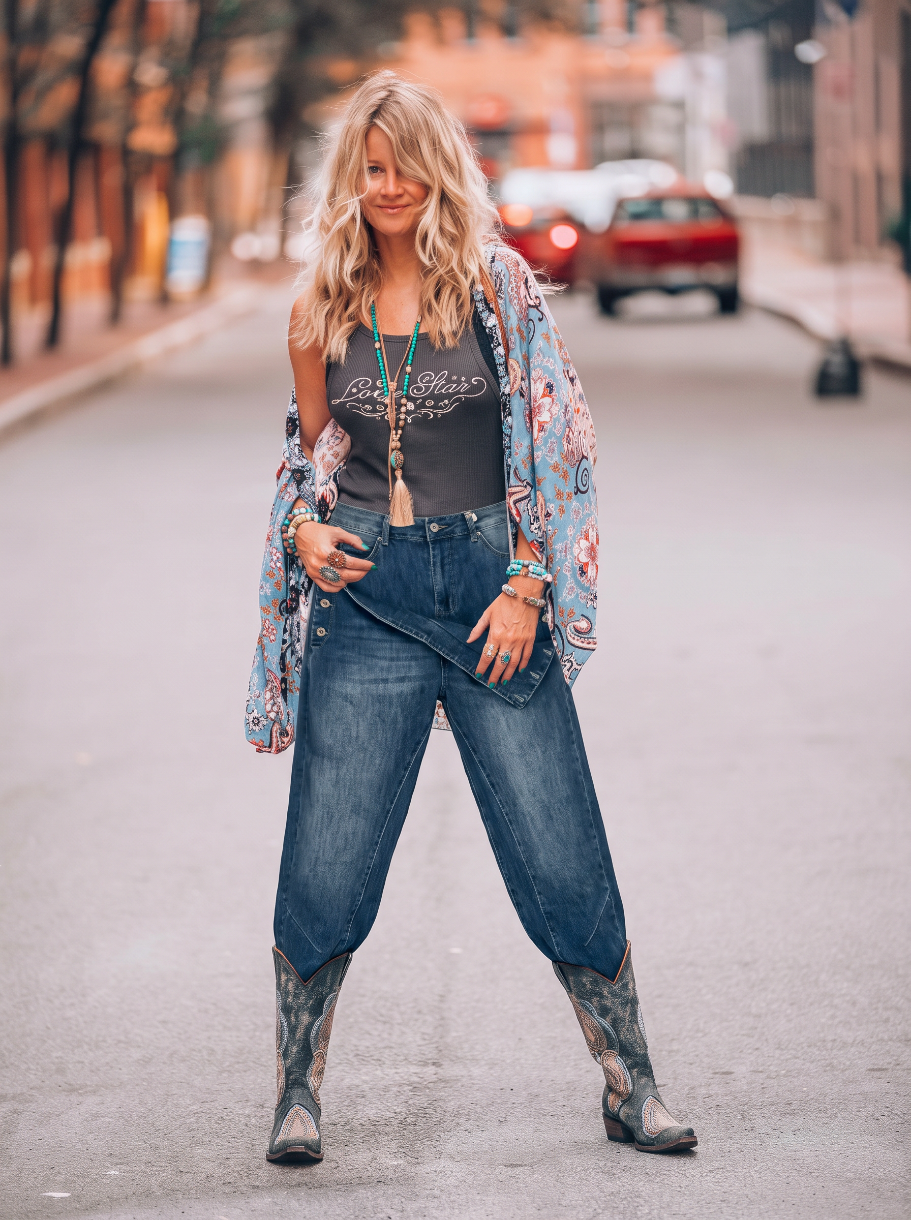 Gerade Jeans mit Knopfdetail