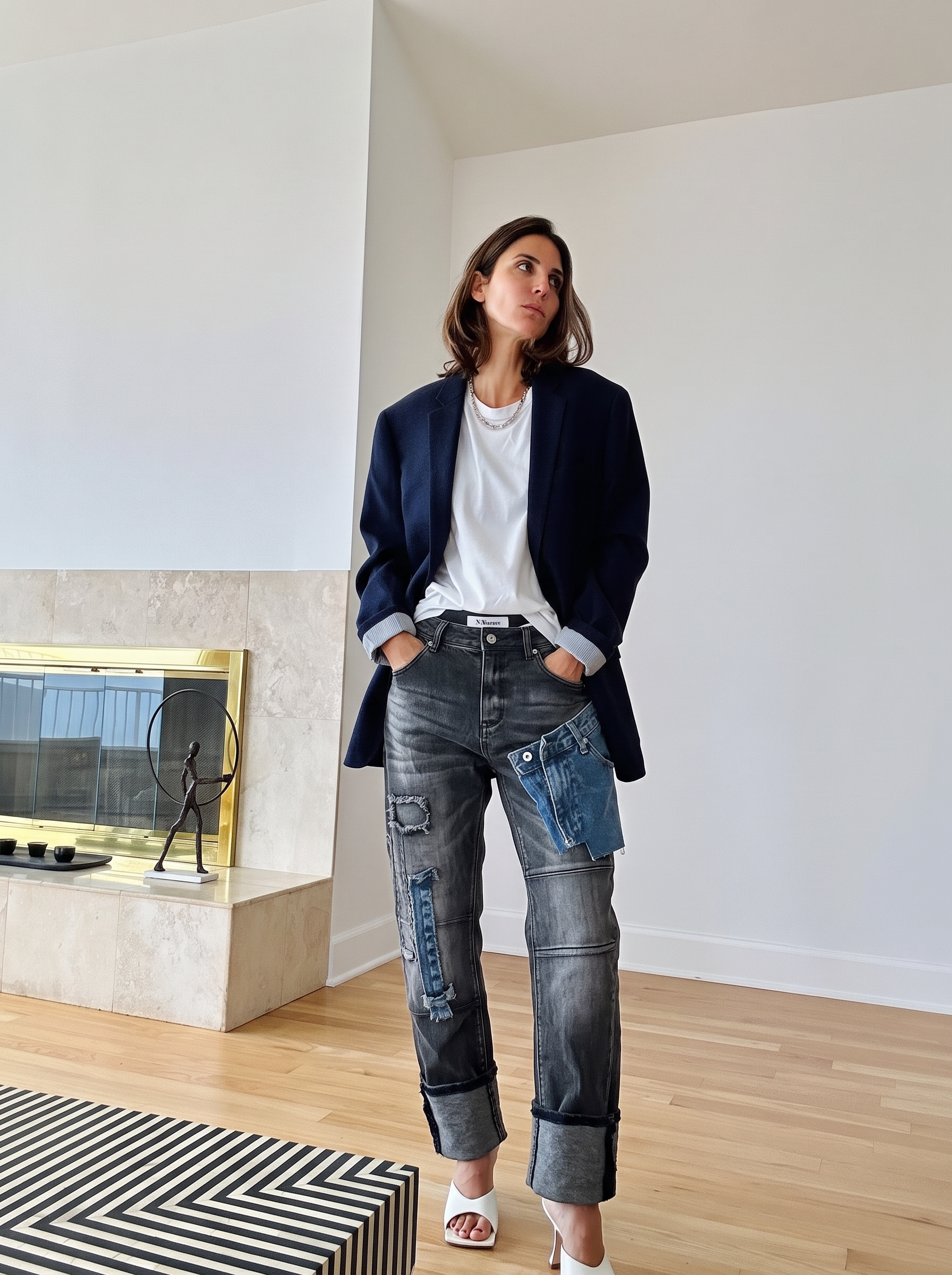 Skinny-Jeans mit Patchwork