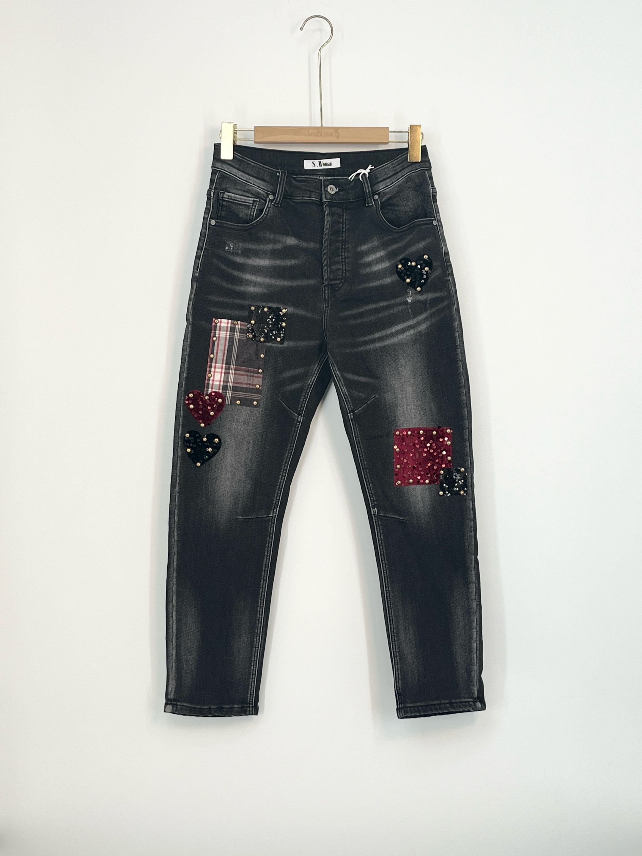 Gerade Jeans mit Pailletten