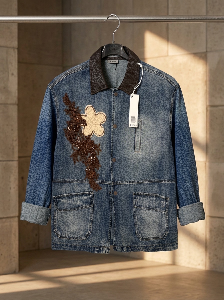 Lässige Jeansjacke mit Stickerei