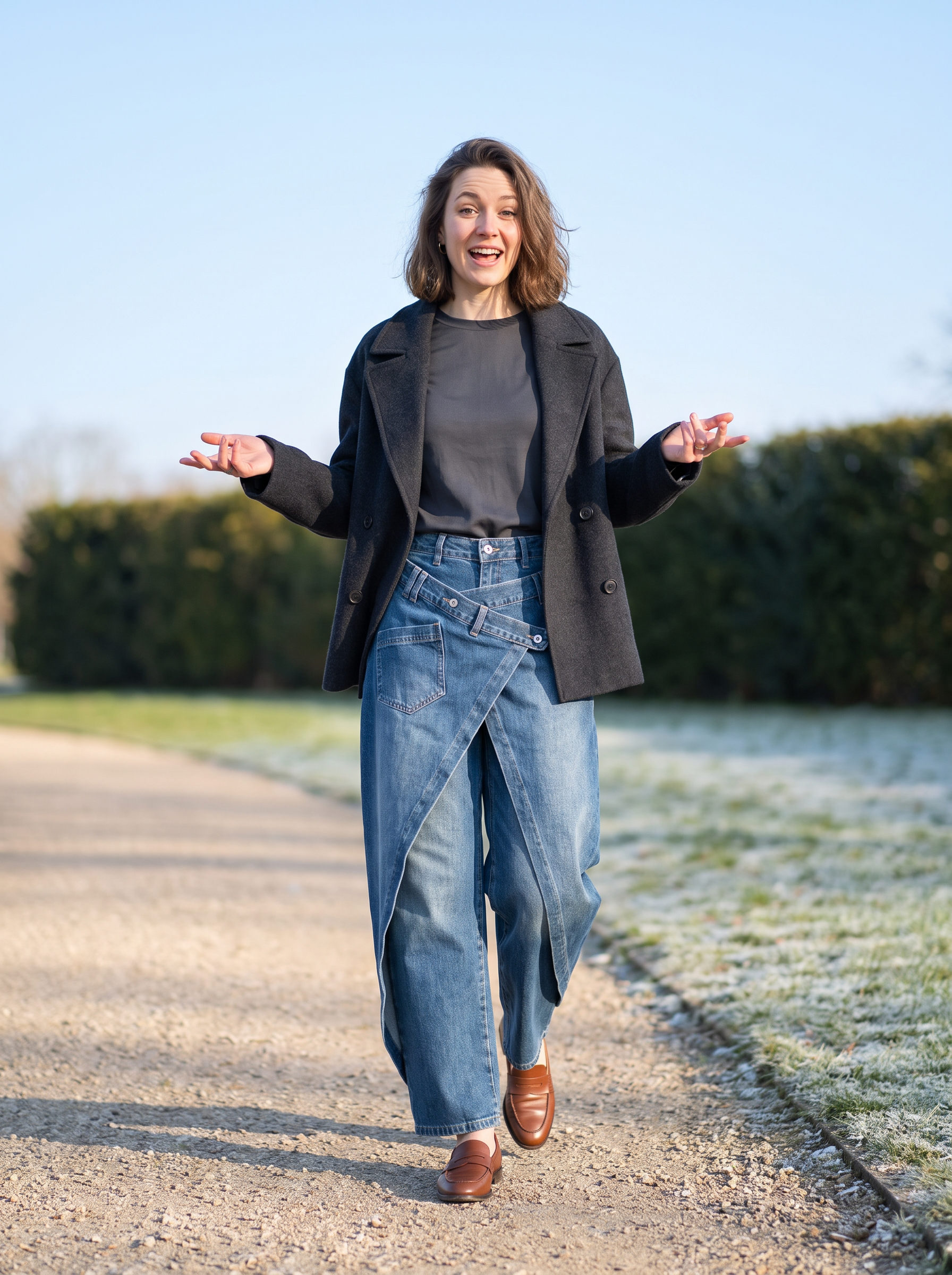 Weit geschnittene Jeans mit Gürtel