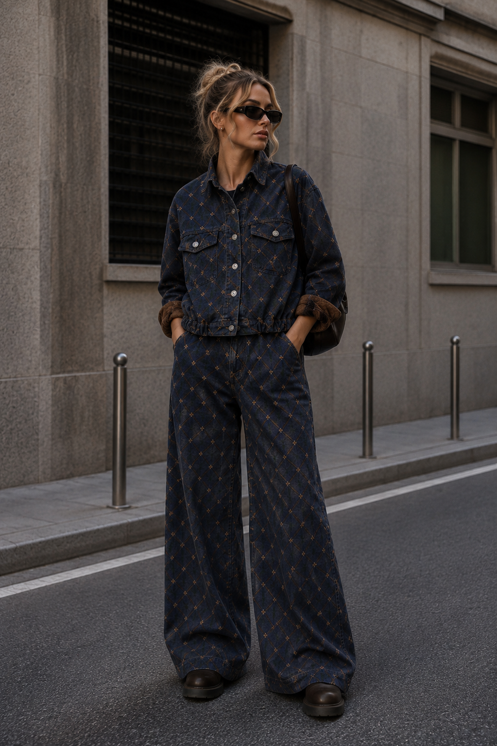 Weite Hose mit Stickerei