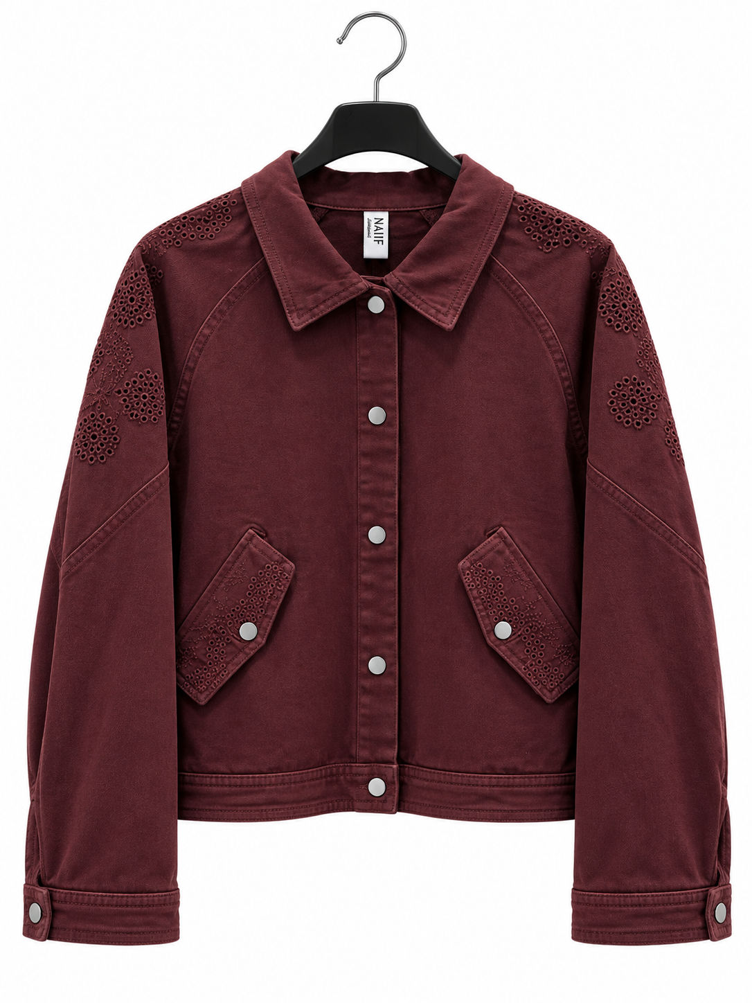Oversize-Jacke mit Stickereidetail