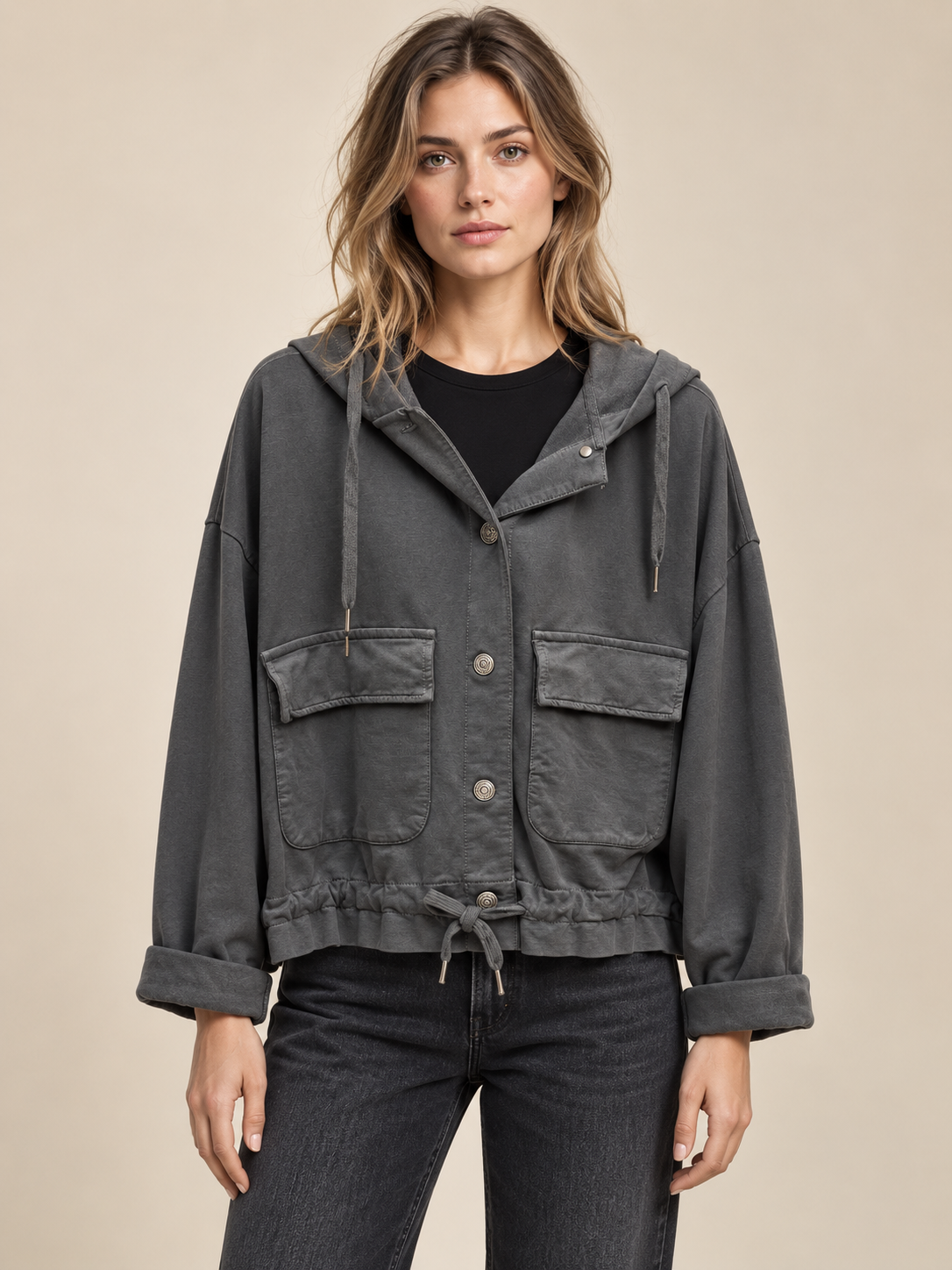 Oversize-Jacke mit Kapuze