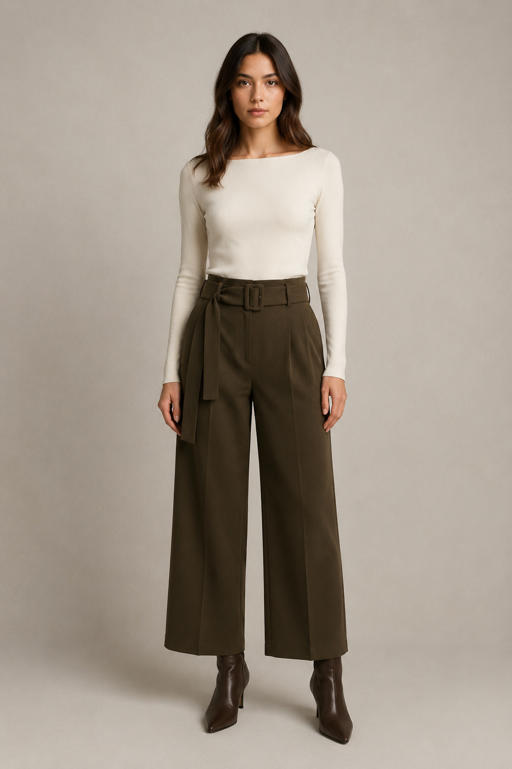 Weitgeschnittene Hose mit Gürtel