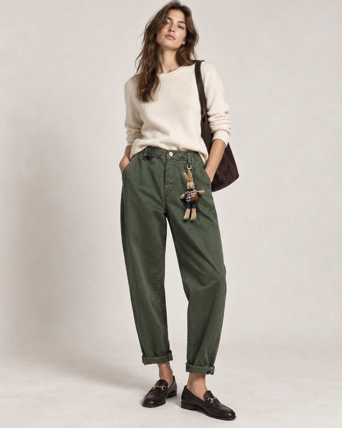 Mom-Fit-Hose mit seitlichen Streifen
