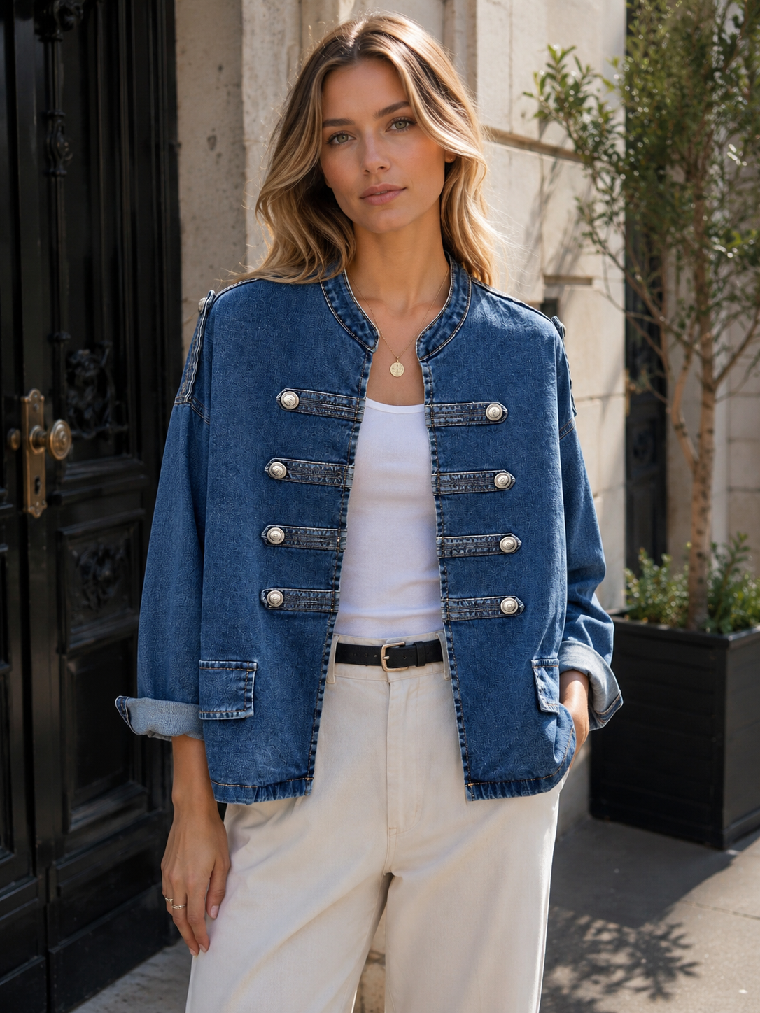 Legere Jeansjacke in Hüftlänge