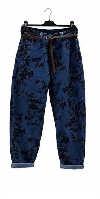 Baggy-Jeans mit Flockdruck