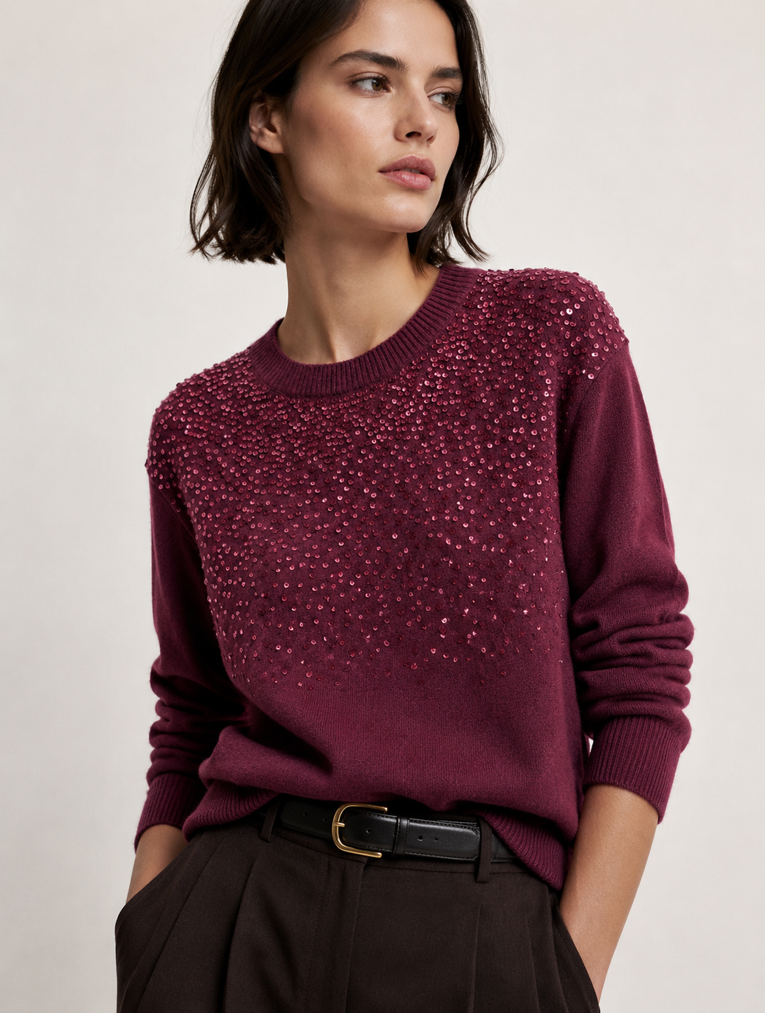 Pullover mit Paillettenbesatz