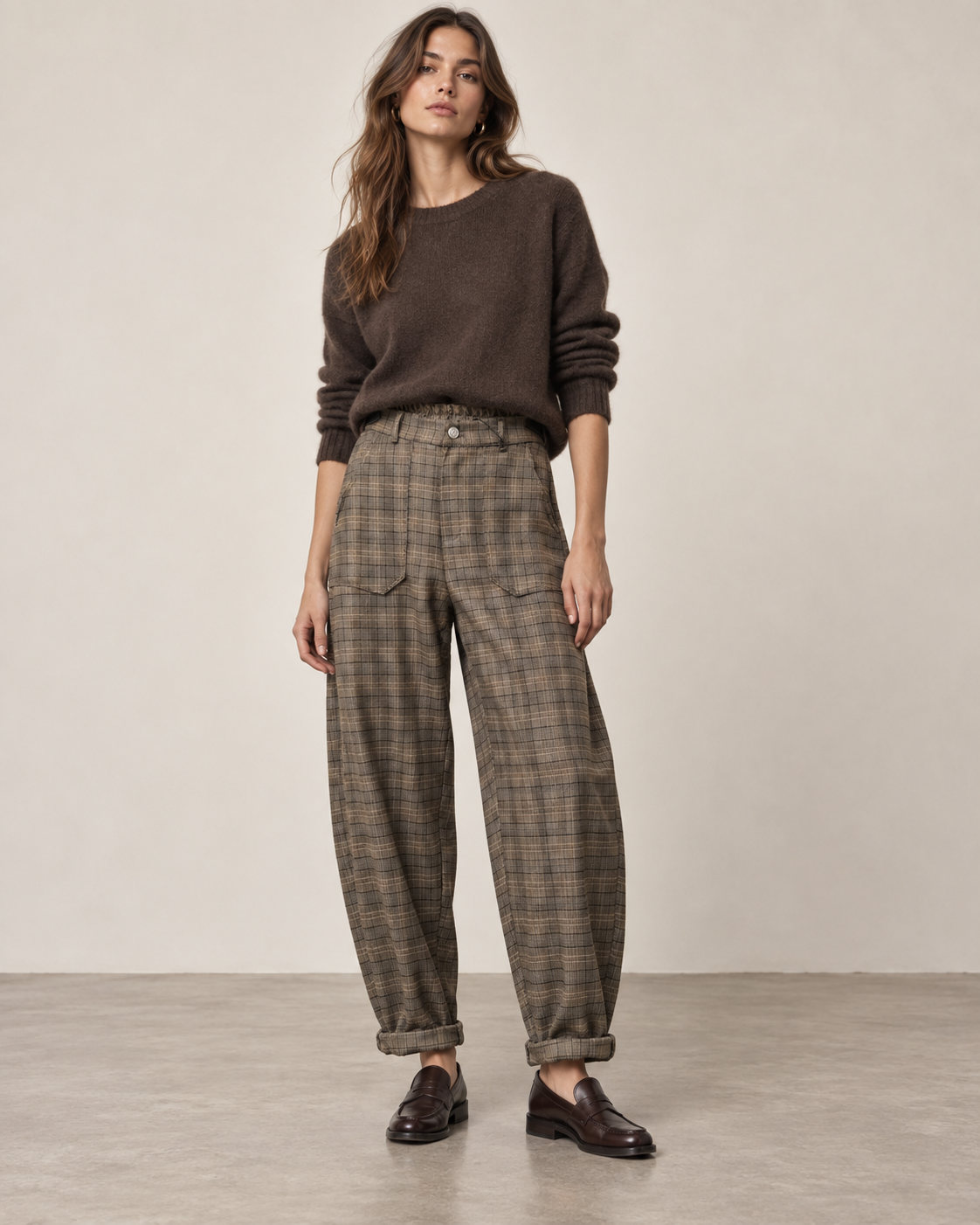 Weite karierte Hose