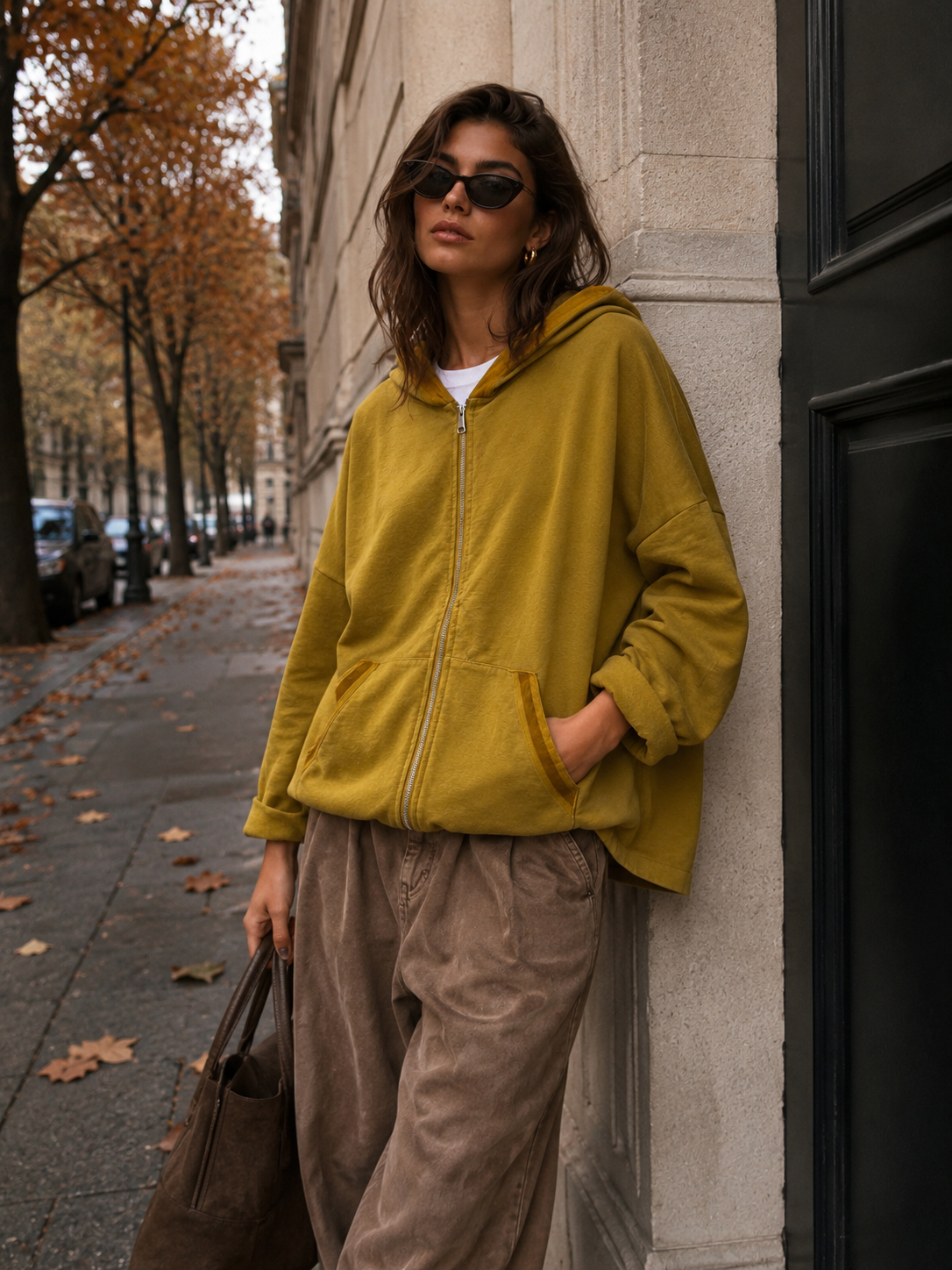 Oversize Kapuzen-Sweatshirt mit Reißverschluss