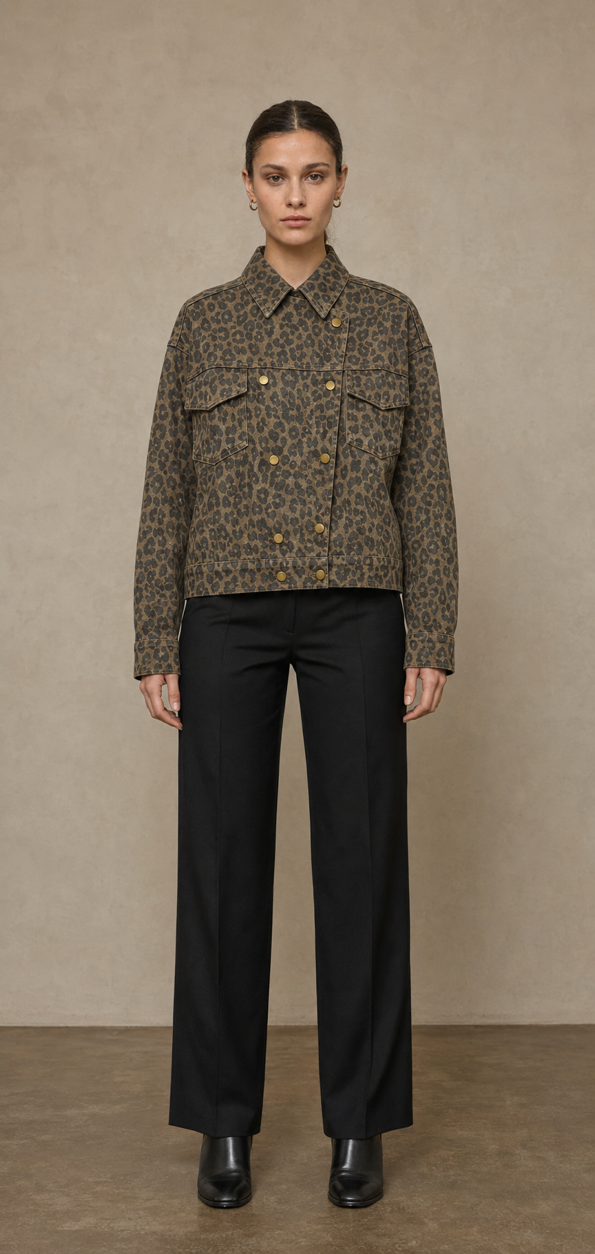 Hemdjacke mit Mikro-Tiermuster