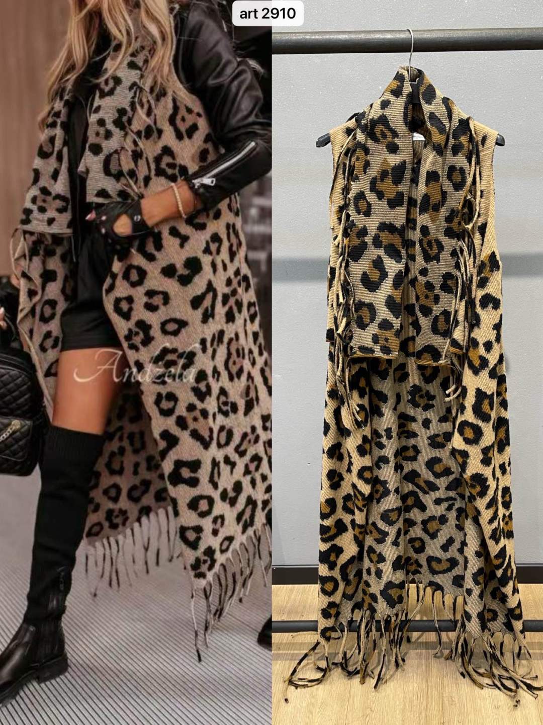 Maxi Schal mit Leopardenmuster