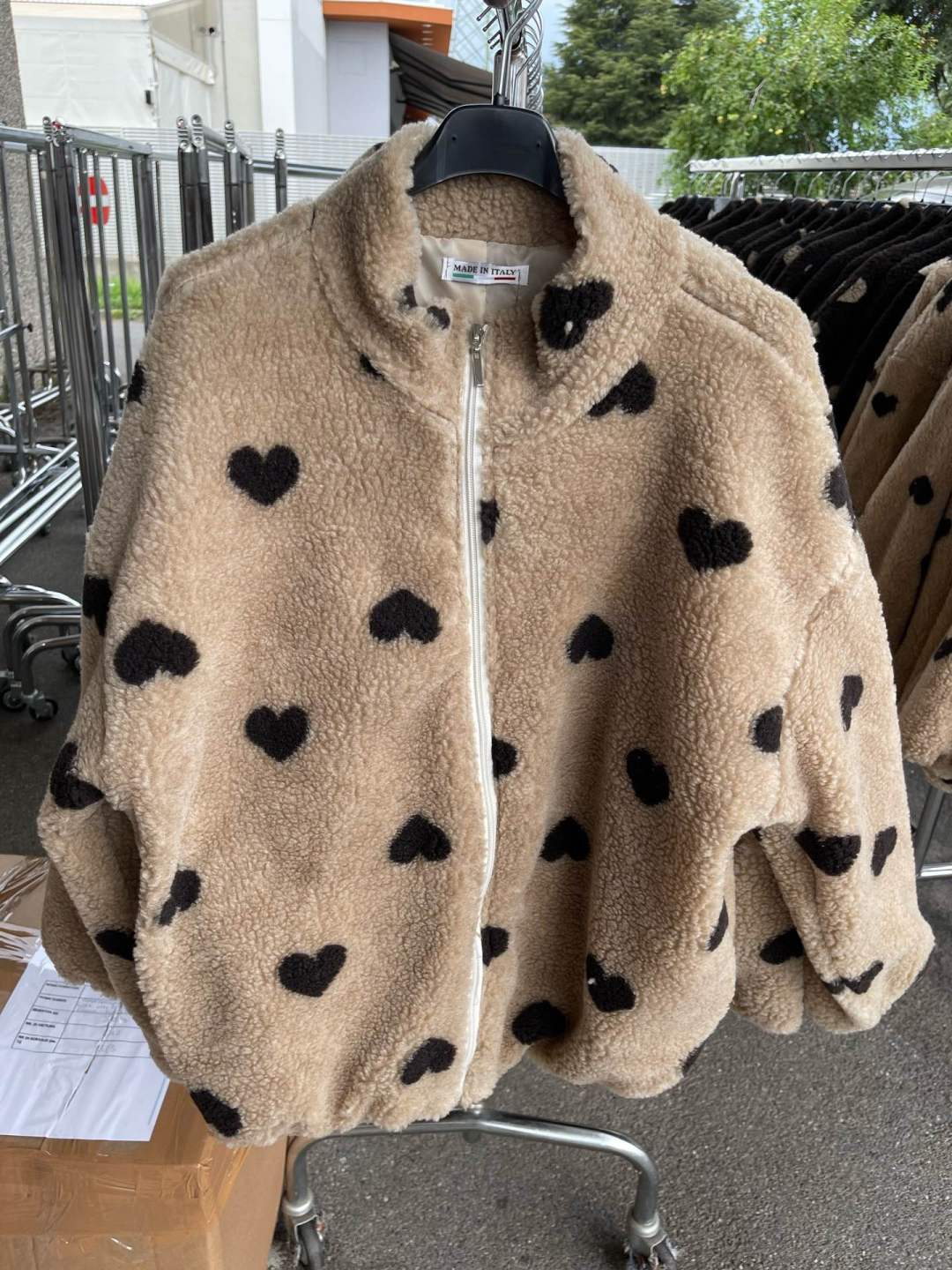Oversize-Fleecejacke mit Herzen