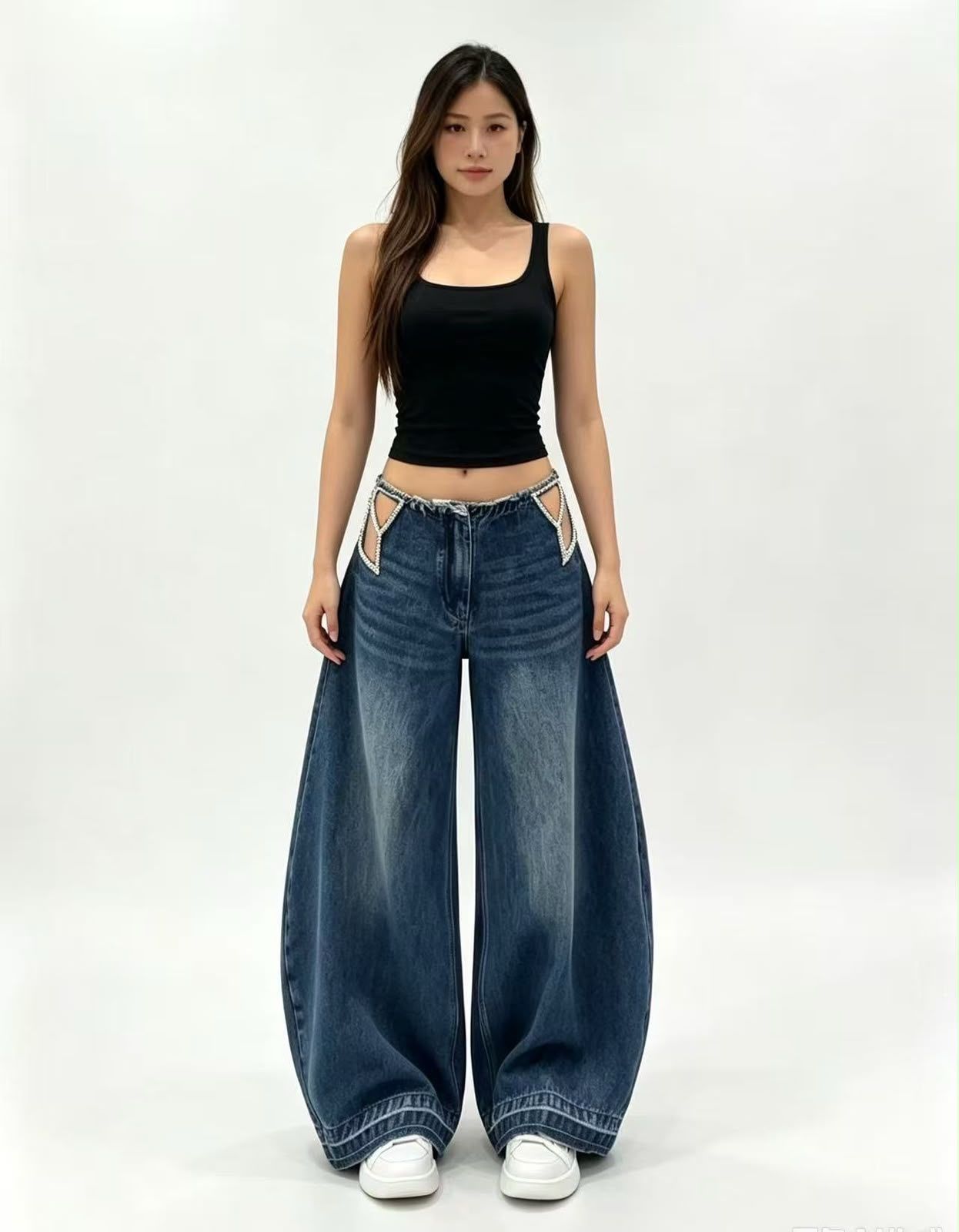 Wide‑Leg Jeans mit Cut‑Outs