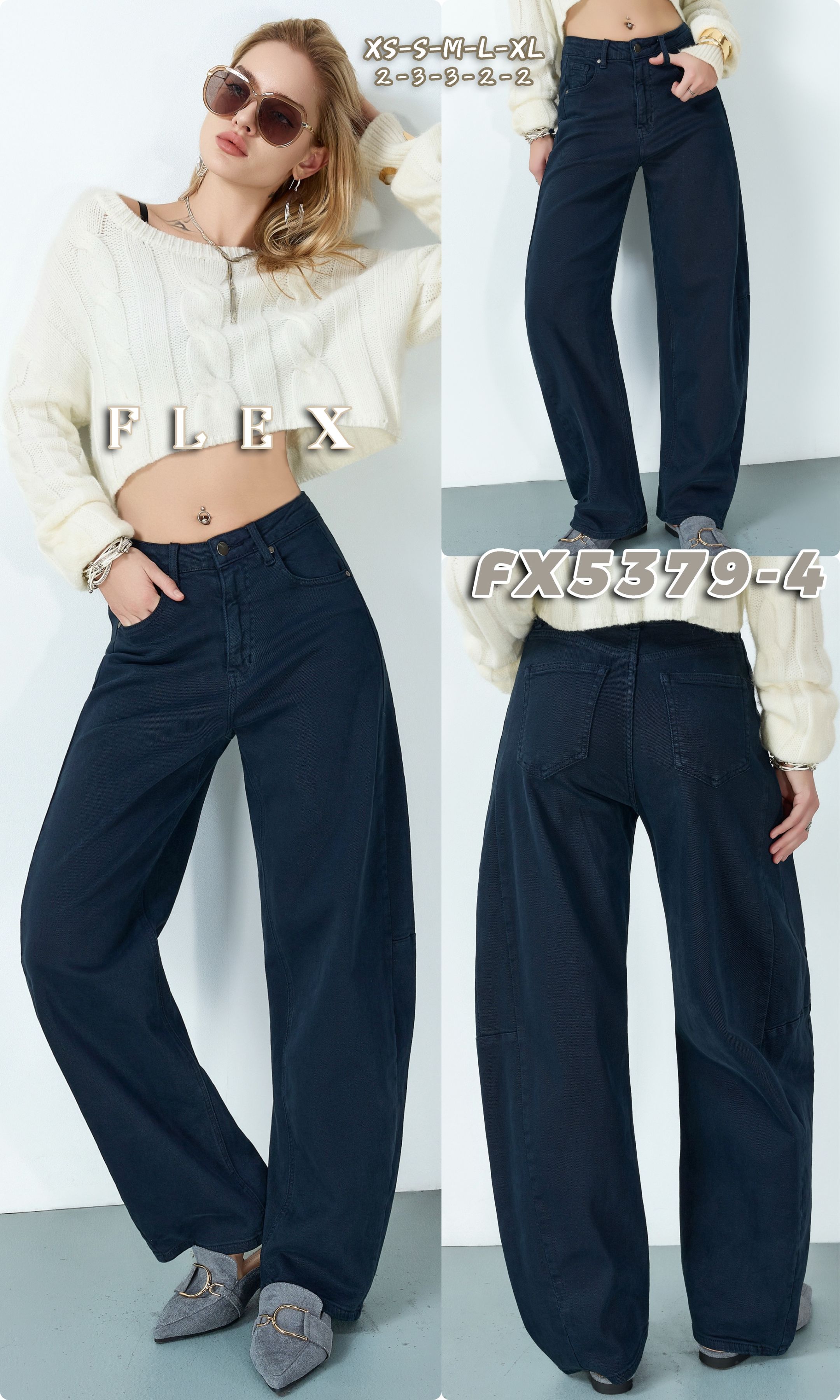 High‑Waist Wide‑Leg Jeans