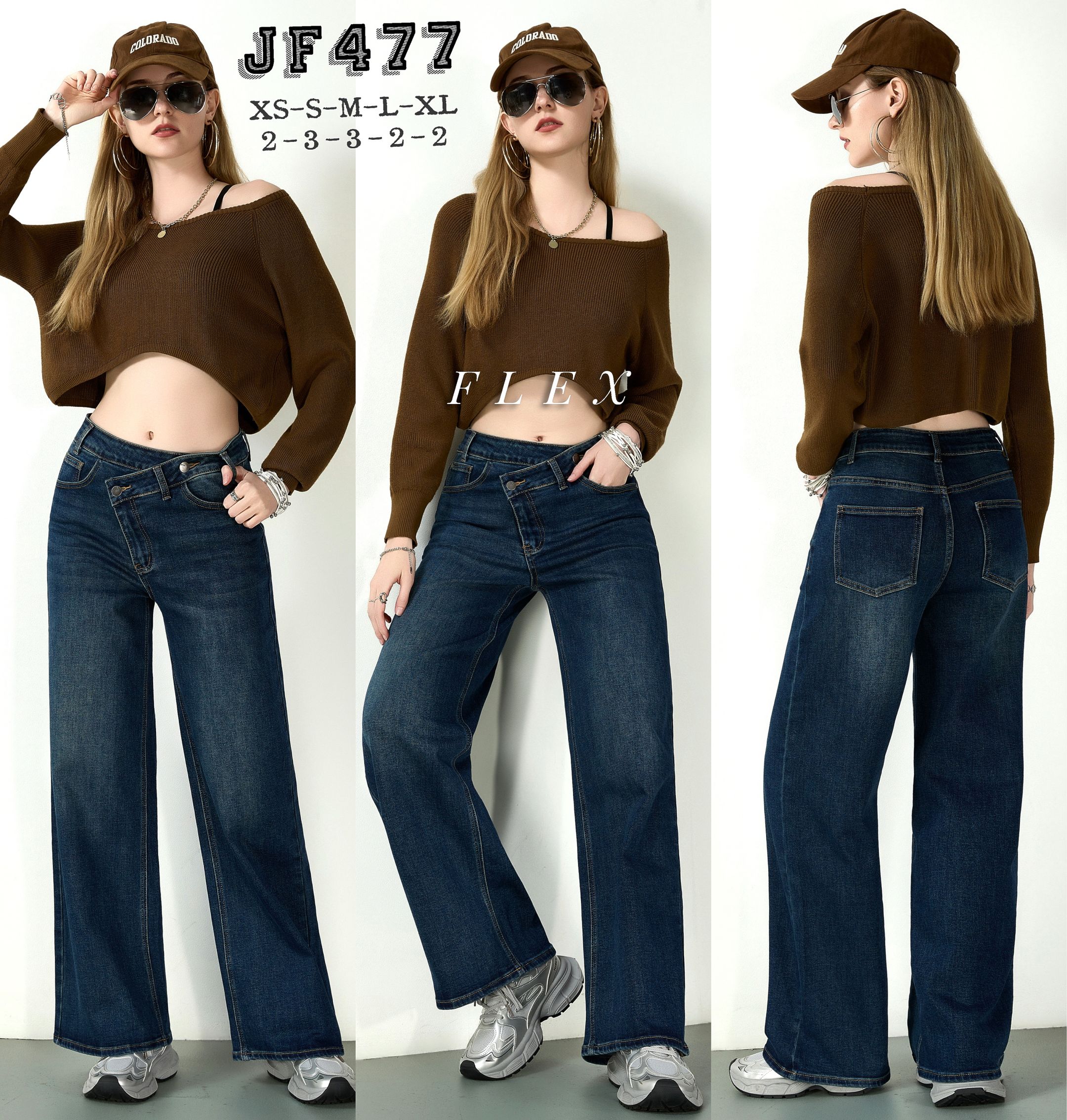 Regular Jeans mit weitem Bein