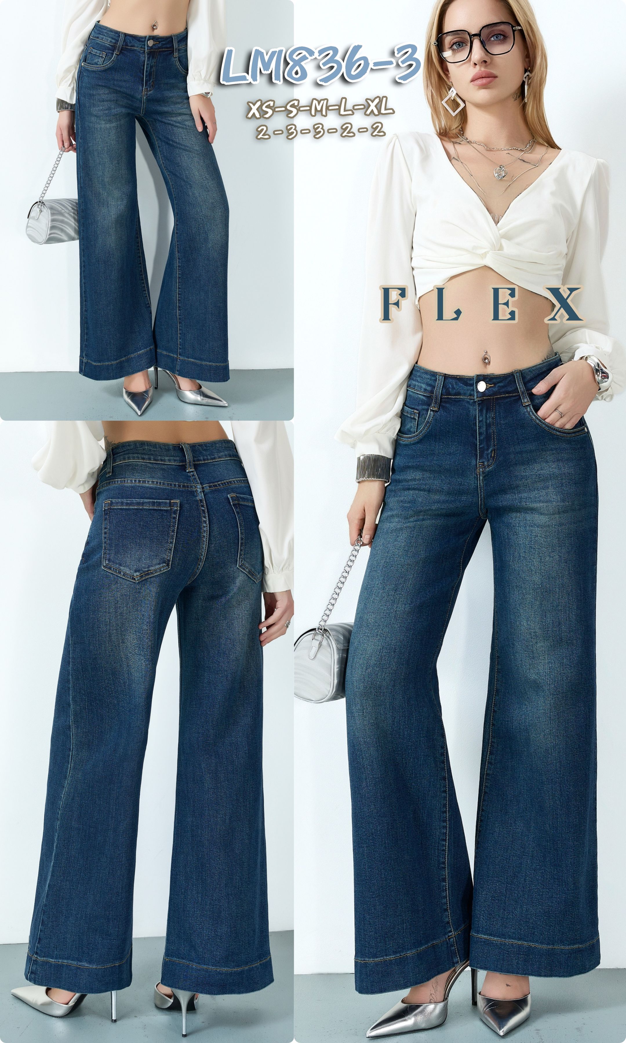 Jeans mit hoher Taille und weitem Bein